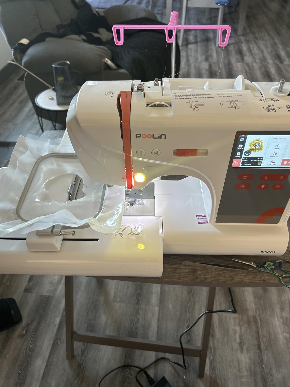 PooLin EOC03 Embroidery Machine 4x4 & 4x9.25 Embroidery Area for Beginners, Easy Operation System, 130 Built-in Designs, 8 Fonts, WiFi Design Transfer, Home DIY Embroidery Machine with Starter Kit customer photo 1