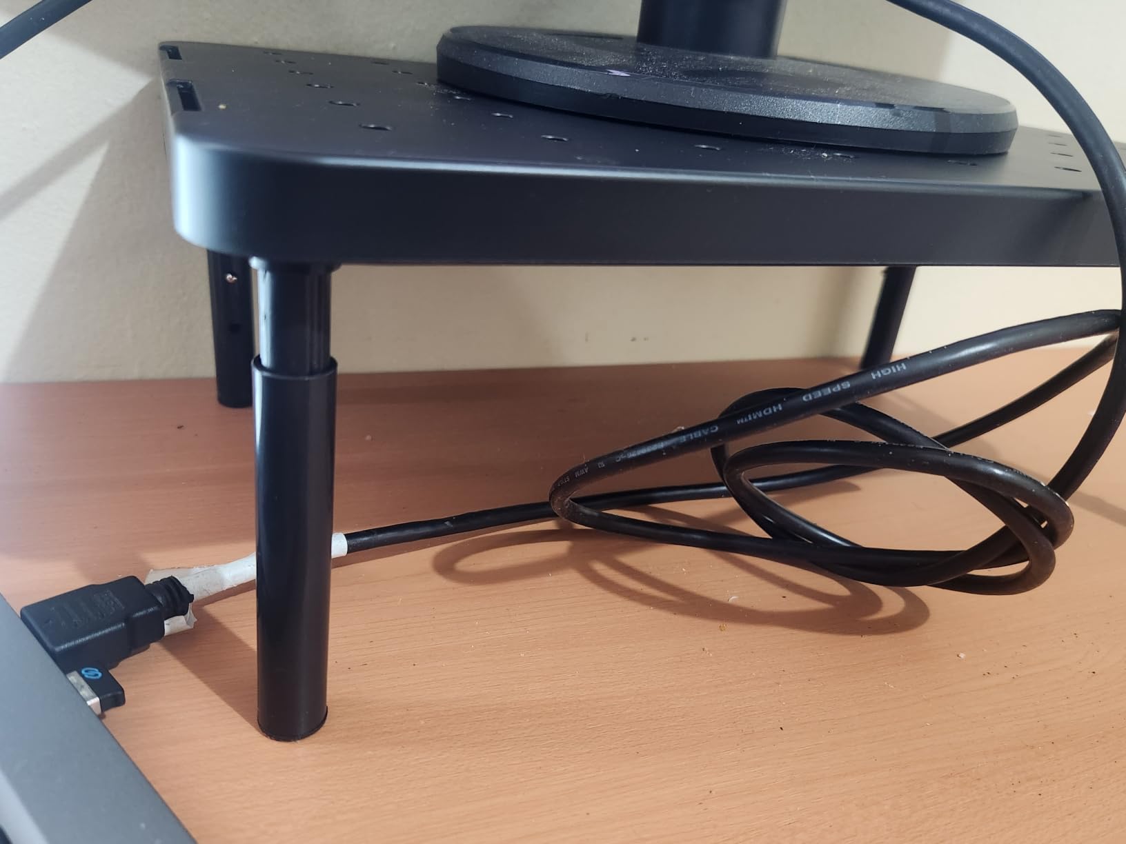 WALI Computer Monitor Stand for Desk, Adjustable Laptop Riser, up to 44 lbs | Monitor Riser Under-Desk Storage, Fits Monitors, Laptops, Printers, for Home, Office, School Supplies (PTT001), 1 Pack, Black customer photo 1