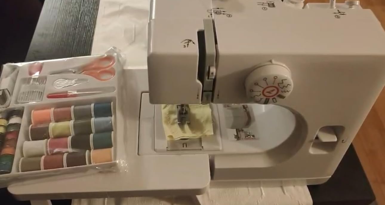 Sewing Machine with Extension Table, Mini Sewing Machines, Electric Portable Sewing Machines for Beginners, 12 Stitch Dual Speed with Foot Pedal & Sewing Kit, Ideal for Clothes, Pillowcases, Sheets customer photo 1