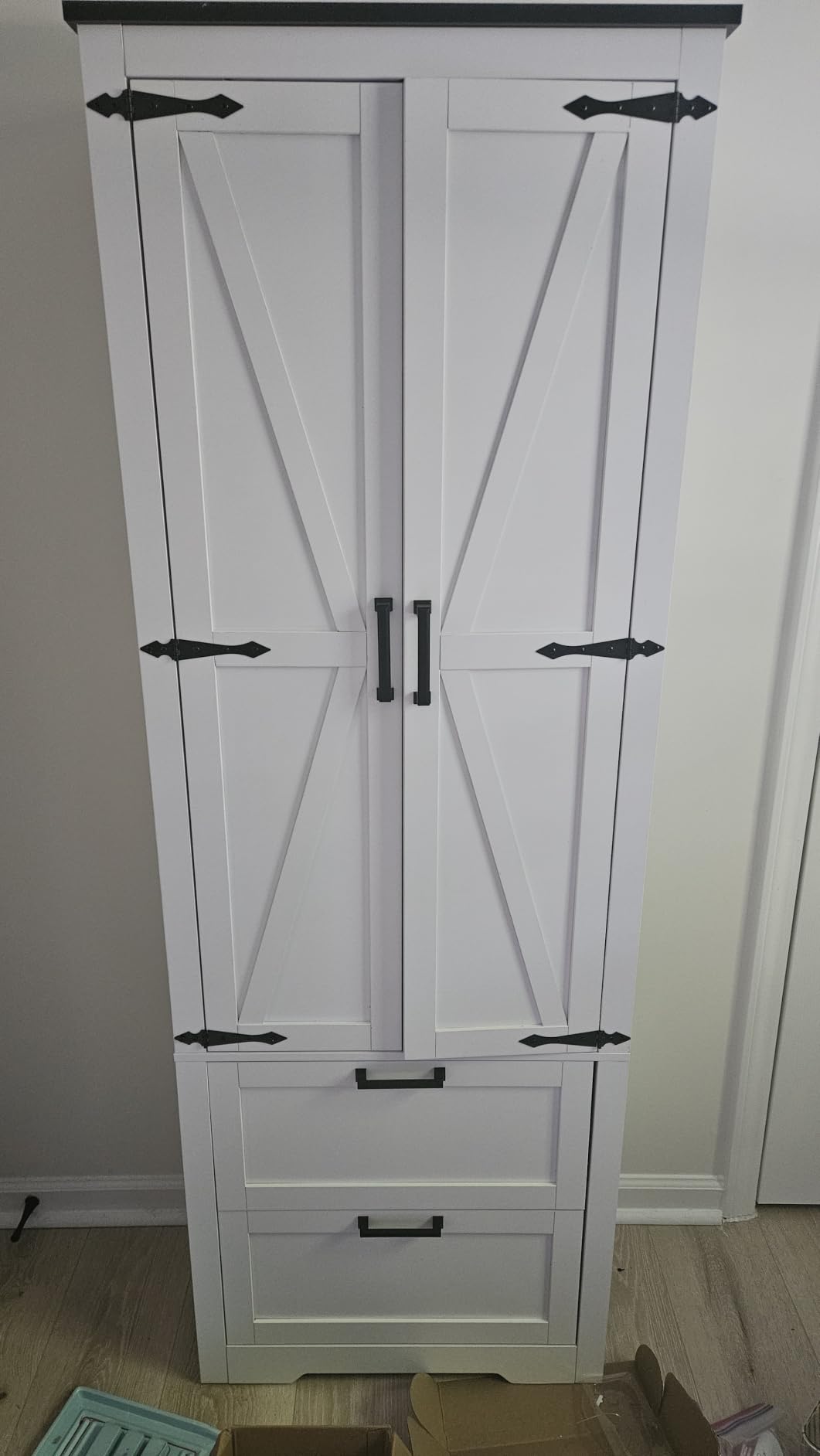 Farmhouse Pantry Cabinet, Tall Kitchen Storage Cabinet with Barn Doors customer photo 2