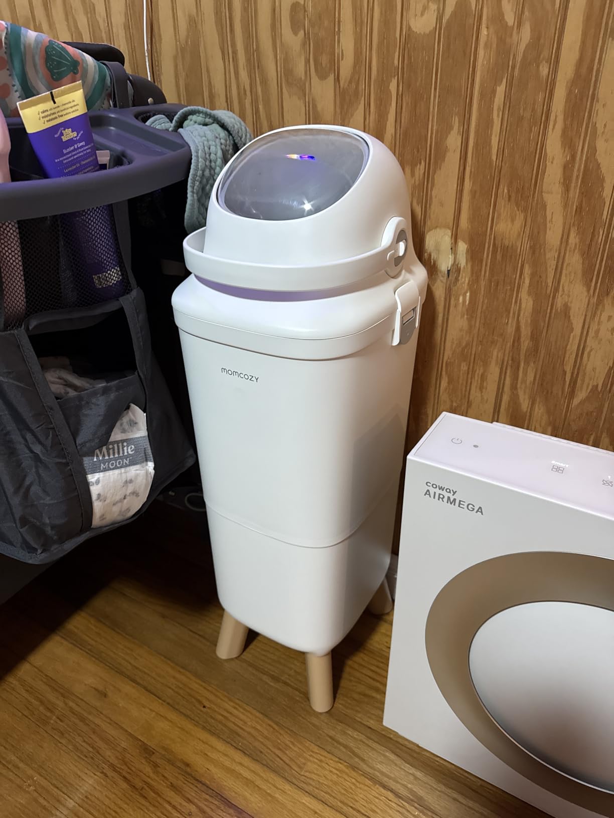 Momcozy Diaper Pail, Triple-Seal Odor Control, Fits Standard Trash Bags | Wide Opening for One-Hand Disposal, 28.86-Inch Ergonomic Height, Large Capacity with Viewing Window and Childproof Lock customer photo 2