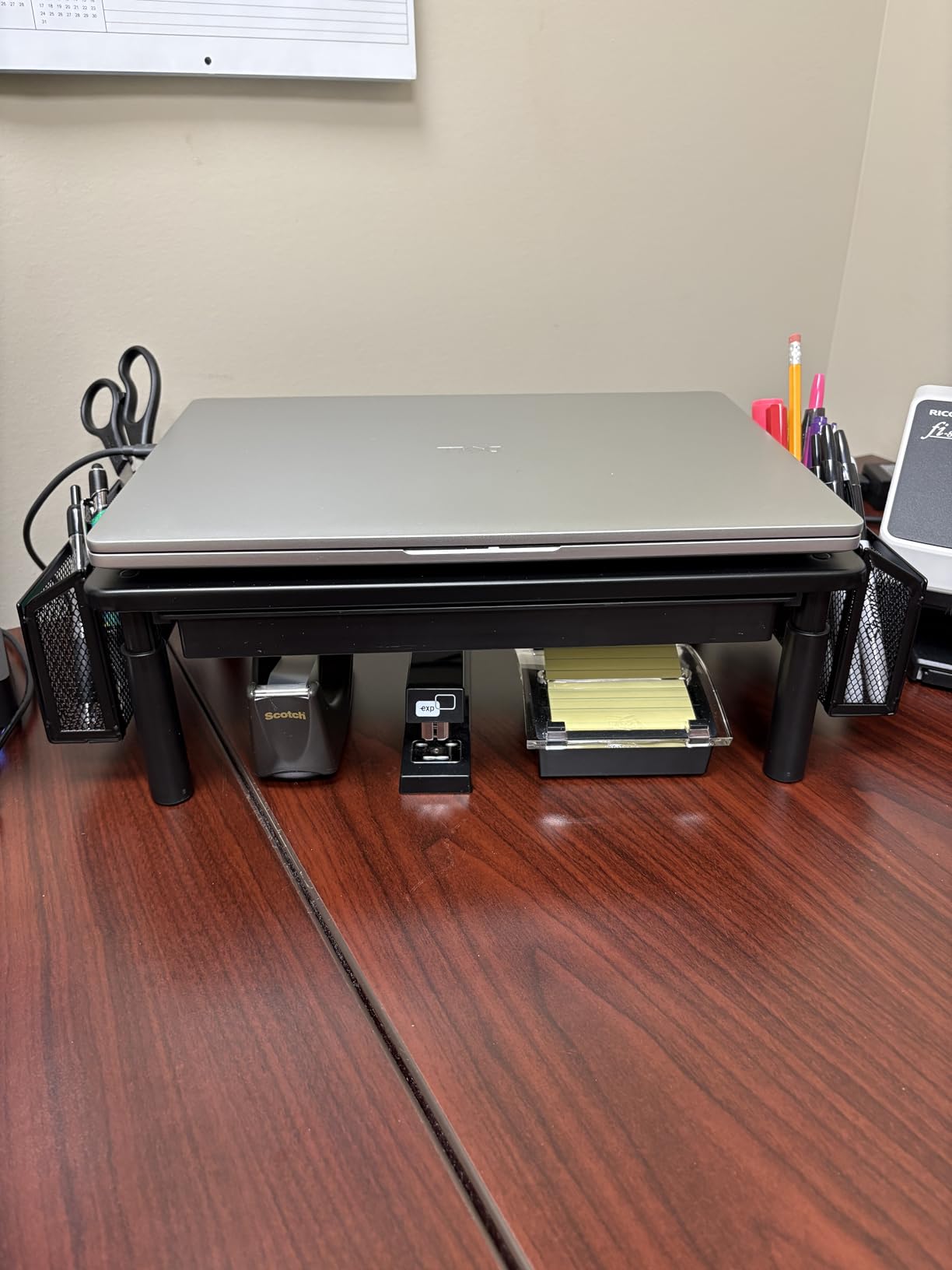 WALI Desk File Organizer, 4 Tier Desktop Paper Letter Tray Organizer with Drawer and 2 Pen Holders, Office Desk Accessories & Workspace Organizers for Office, Home Supplies(DO005DH-B), 1 Pack, Black customer photo 1