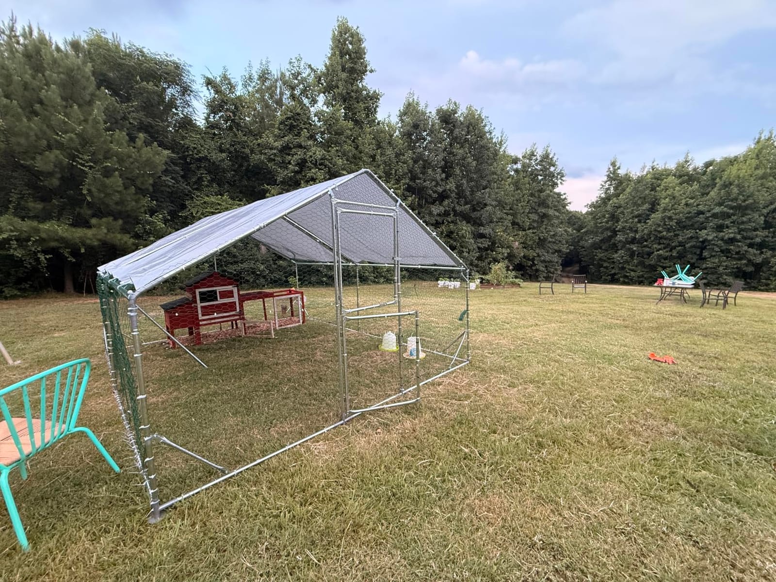 Extra Large Chicken Coop, 26x10x6.6FT Metal Chicken Run for Yard with Feeding Door, Walk-in Chicken Pen, Outdoor Poultry Cage with Anti-UV Cover customer photo 1