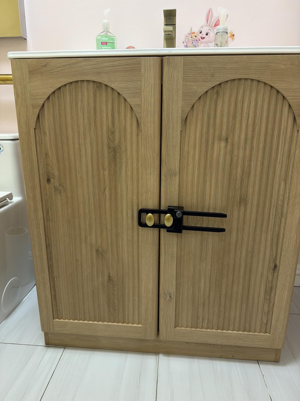 IFBUY 30 Inch Arched Bathroom Vanity with Sink, Fluted Design, Natural Oak | Modern Bathroom Vanity Cabinet w/Adjustable Storage Shelf, Freestanding Single Bathroom Vanity w/Ceramic Basin, Space-Saving customer photo 1
