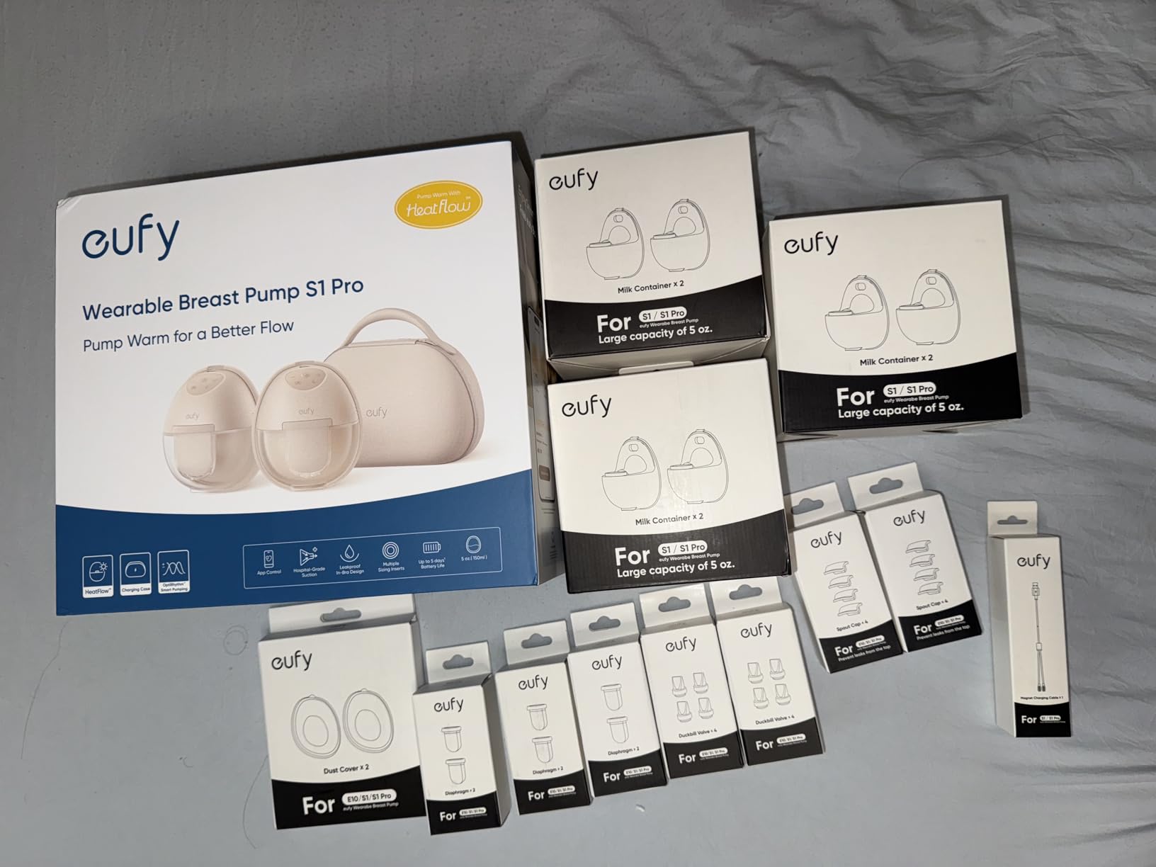 eufy Security Heated Massage Wearable Breast Pump S2 Pro, Charging Case | HeatFlow 2.0, VibraPump Massage, Nipple Light, Full Milk Alert, 7-Day Battery, App DIY Rhythm, Double-Sealed Flange customer photo 1