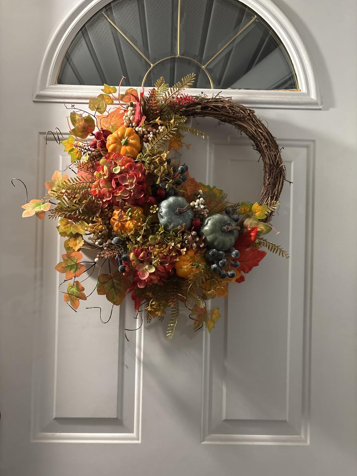 Fall Wreaths for Front Door, Artificial Pumpkin Hydrangea Autumn Wreath customer photo 1