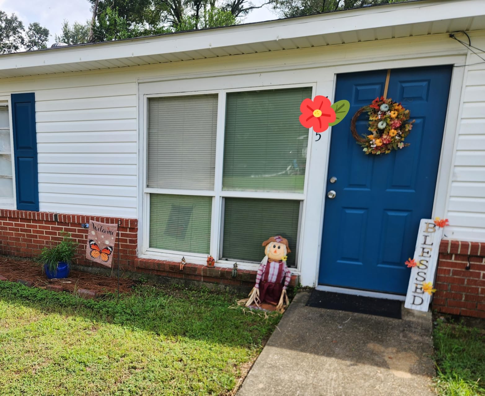 Fall Wreaths for Front Door, Artificial Pumpkin Hydrangea Autumn Wreath customer photo 2