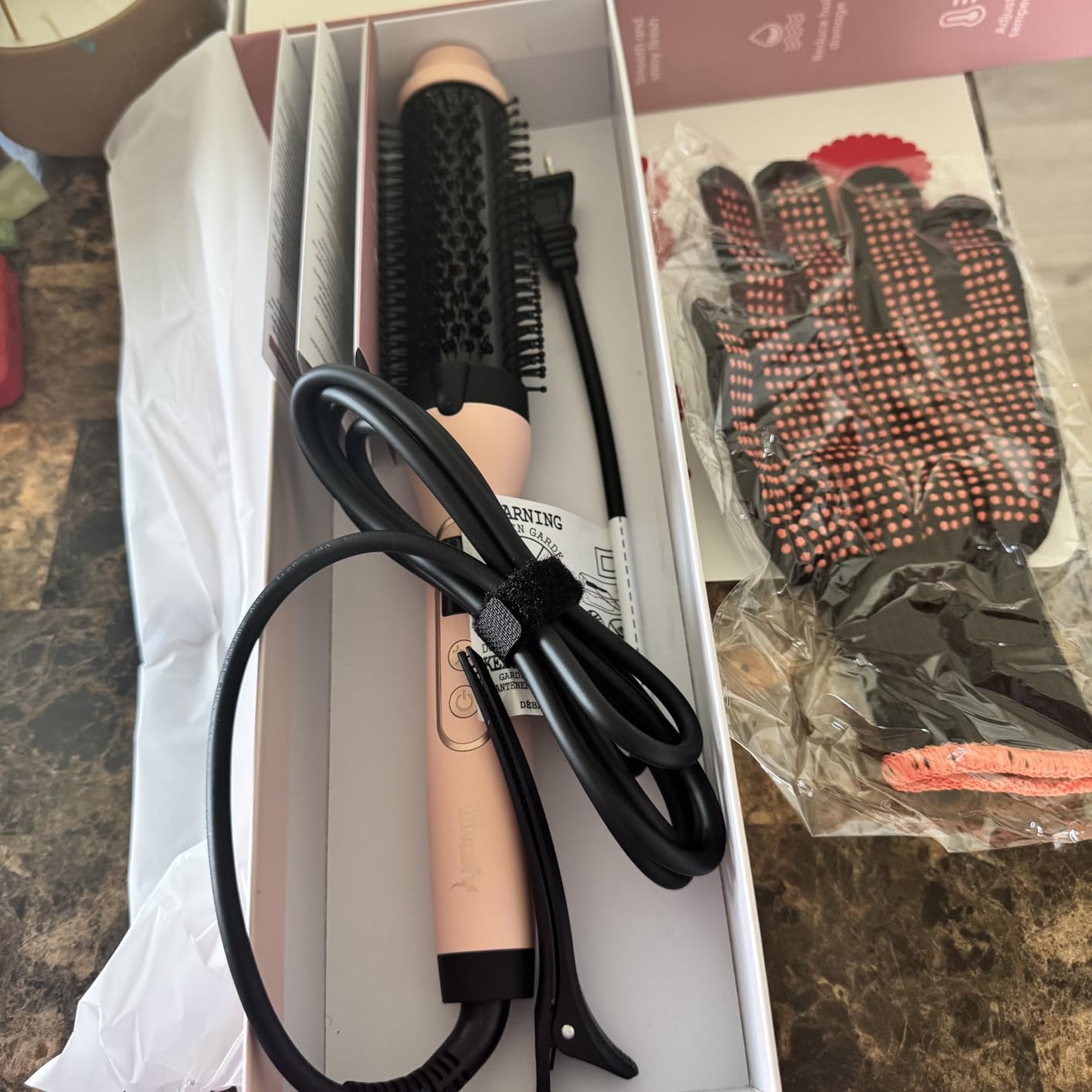 Infrared Thermal Brush, Dual Voltage Heated Round Brush, Shell Pink | 1 1/2 Inch Negative Ions Straightener & Curling Iron Brush 2 in 1, Dual PTC Non-Blowing Thermal Round for Women customer photo 2
