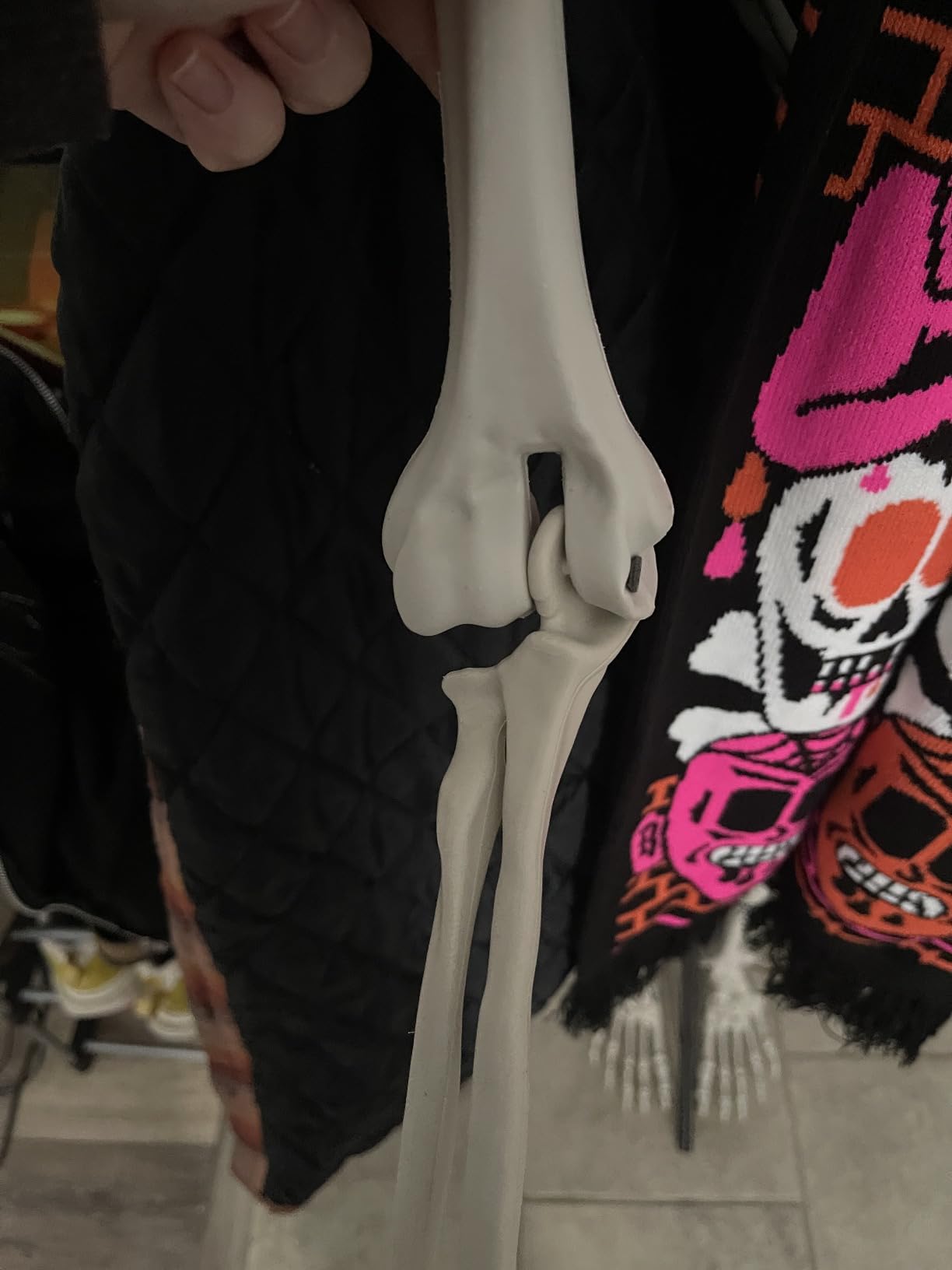 8ft Halloween Giant Skeleton - Posable with Glowing Eyes & Luminescent Paint, Tall Outdoor Skeleton Full Body Life-Like Bones for Halloween Decorations customer photo 2