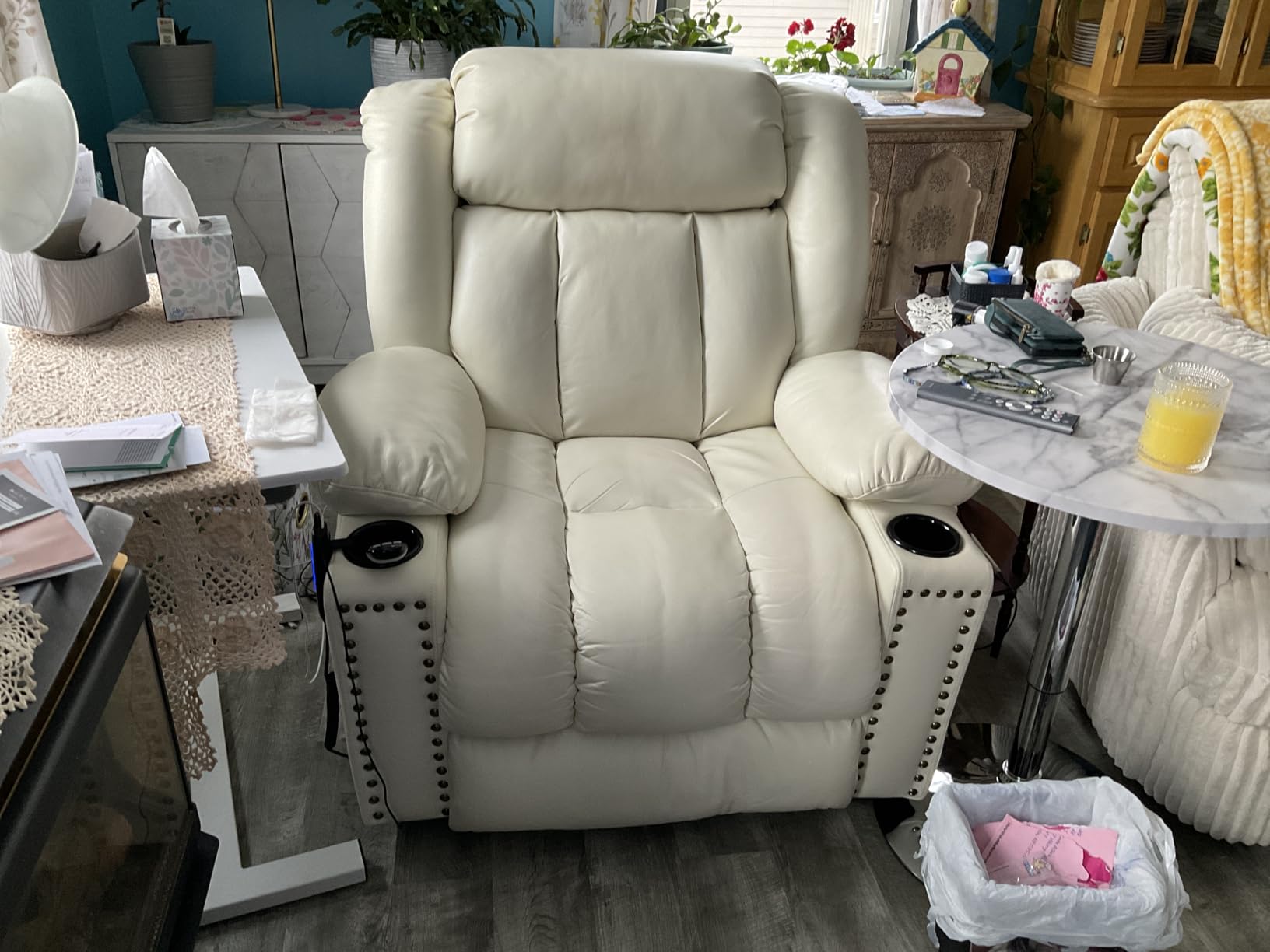 Large-Wide Power Lift Recliner Chair, Infinite Position Lay Flat, Triple Motor Lift Chairs for Elderly with Heat and Massage, Zero Gravity, Big& Tall, USB Ports, Extended Footrest, Dark Brown customer photo 1