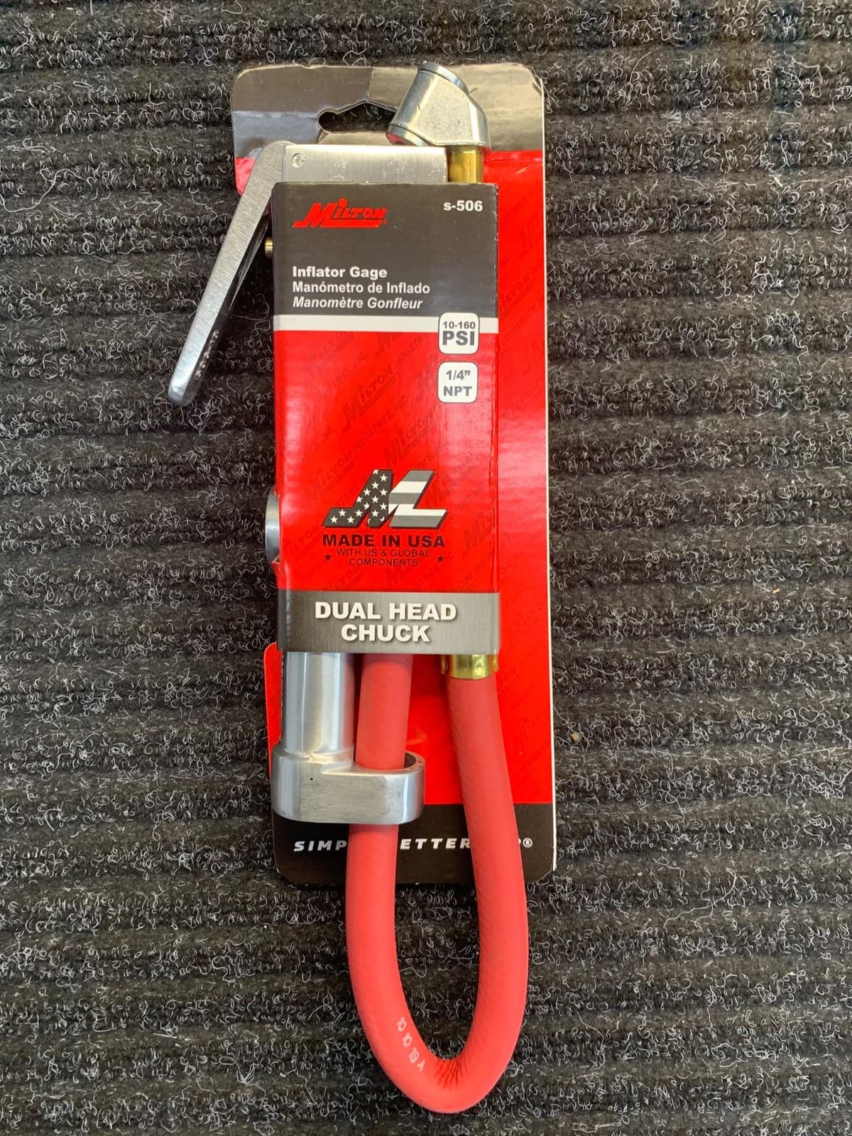 New & Improved - Tire Inflator Gauge with Dual Head Air Chuck 15” Air Hose 10-160 PSI customer photo 2