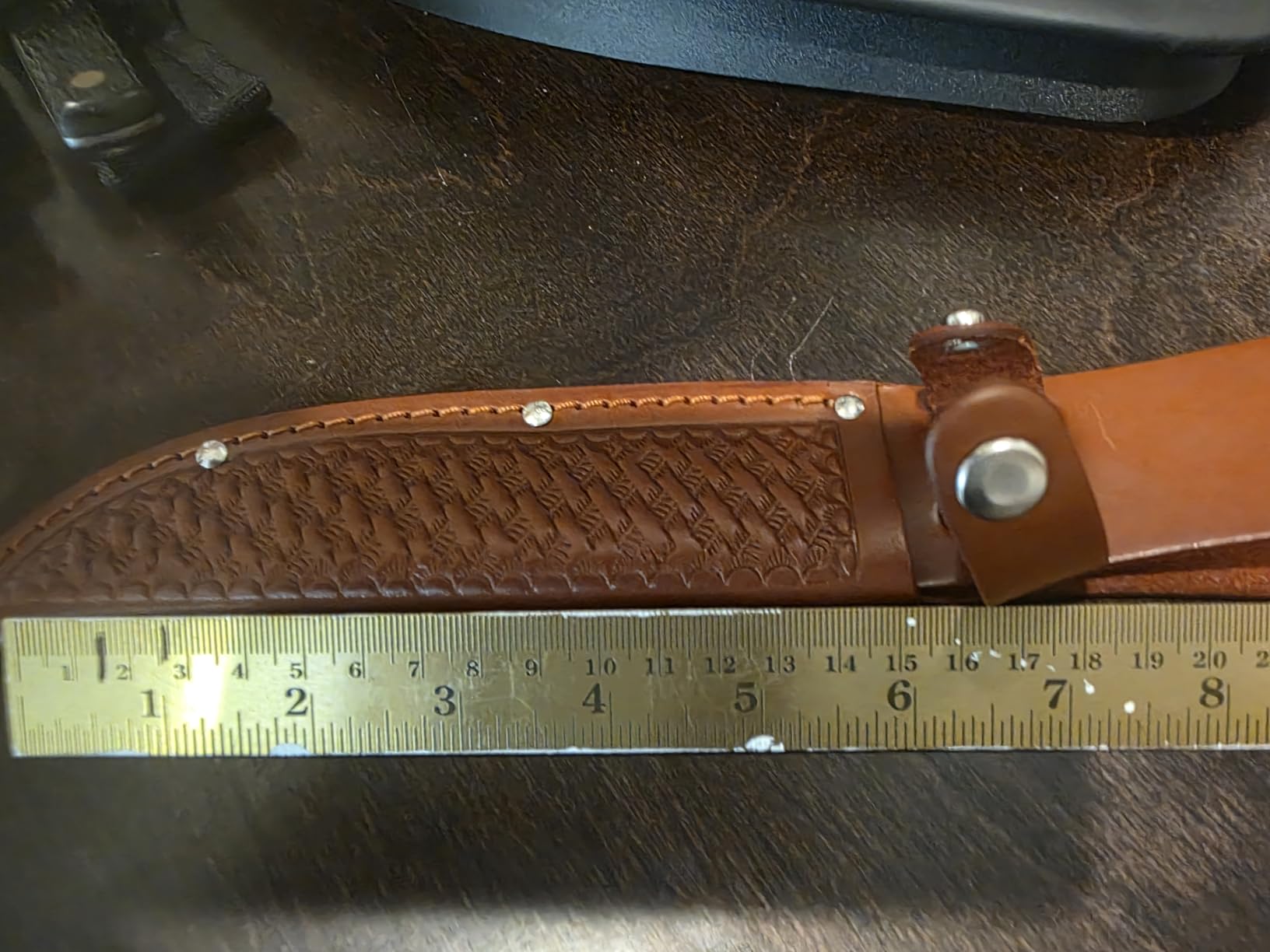 Sheath Fixed Knife Sheath, Brown basketweave leather,Fits up to 6in blade SH1135 / SH210 BROWN customer photo 2
