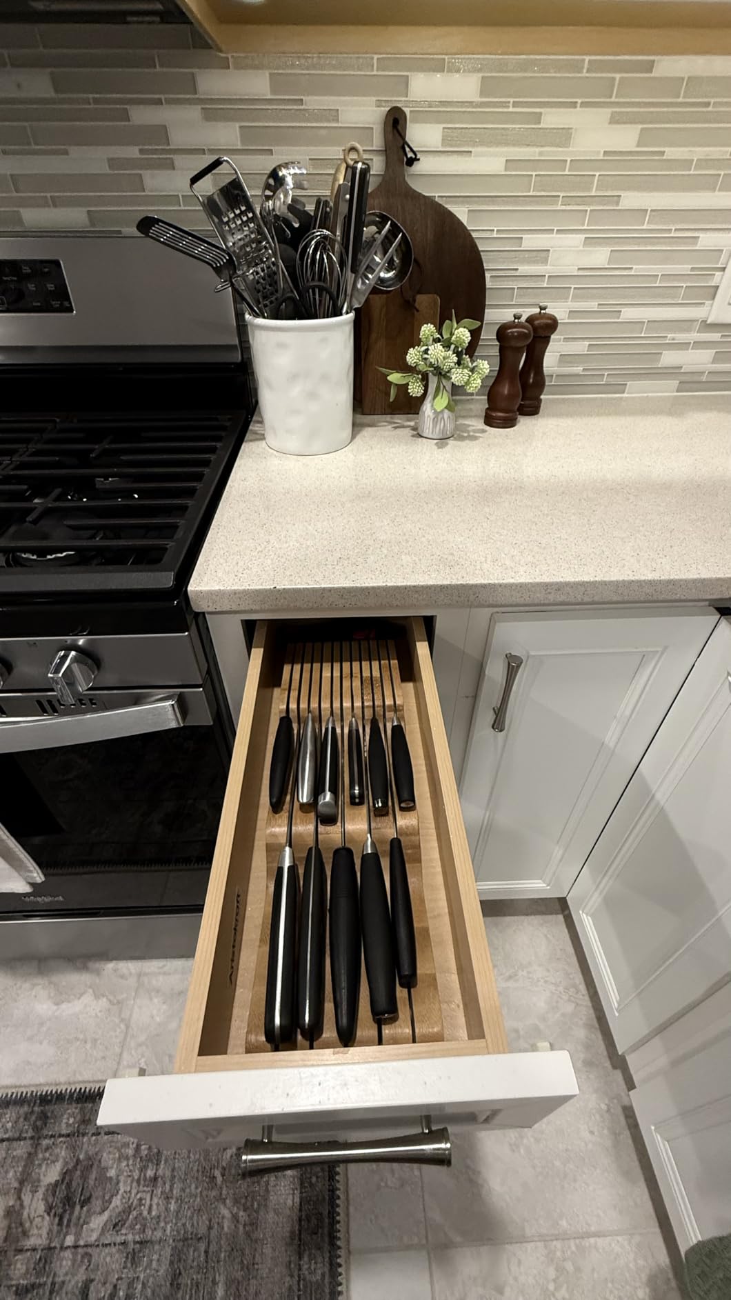 Bambüsi Knife Drawer Organizer 16 Slot In-Drawer Knife Block Holder, Bamboo customer photo 1