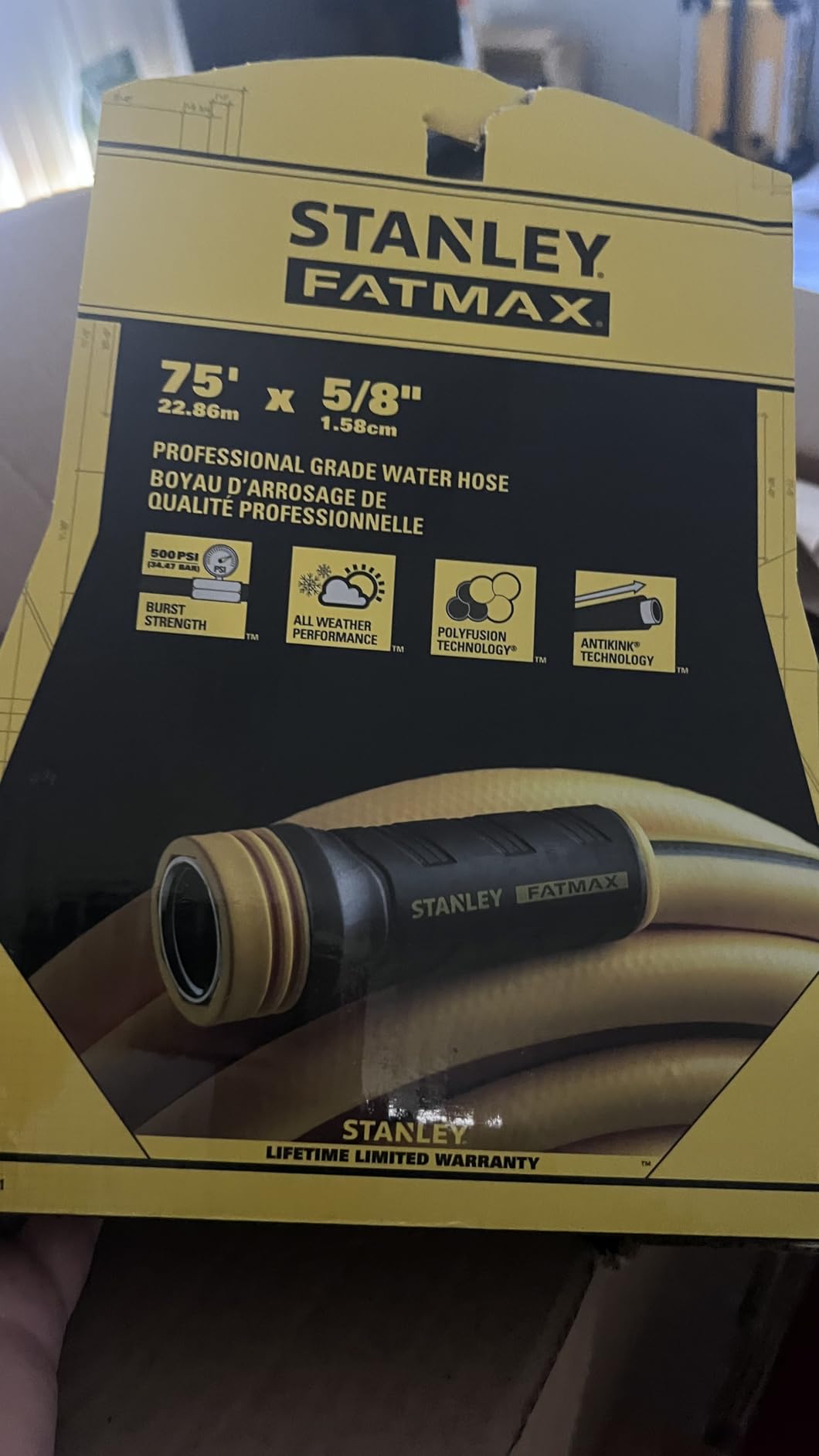 Stanley FATMAX Professional Grade Garden Hose, 50 Feet x 5/8 Inch, Yellow, 500 PSI customer photo 1