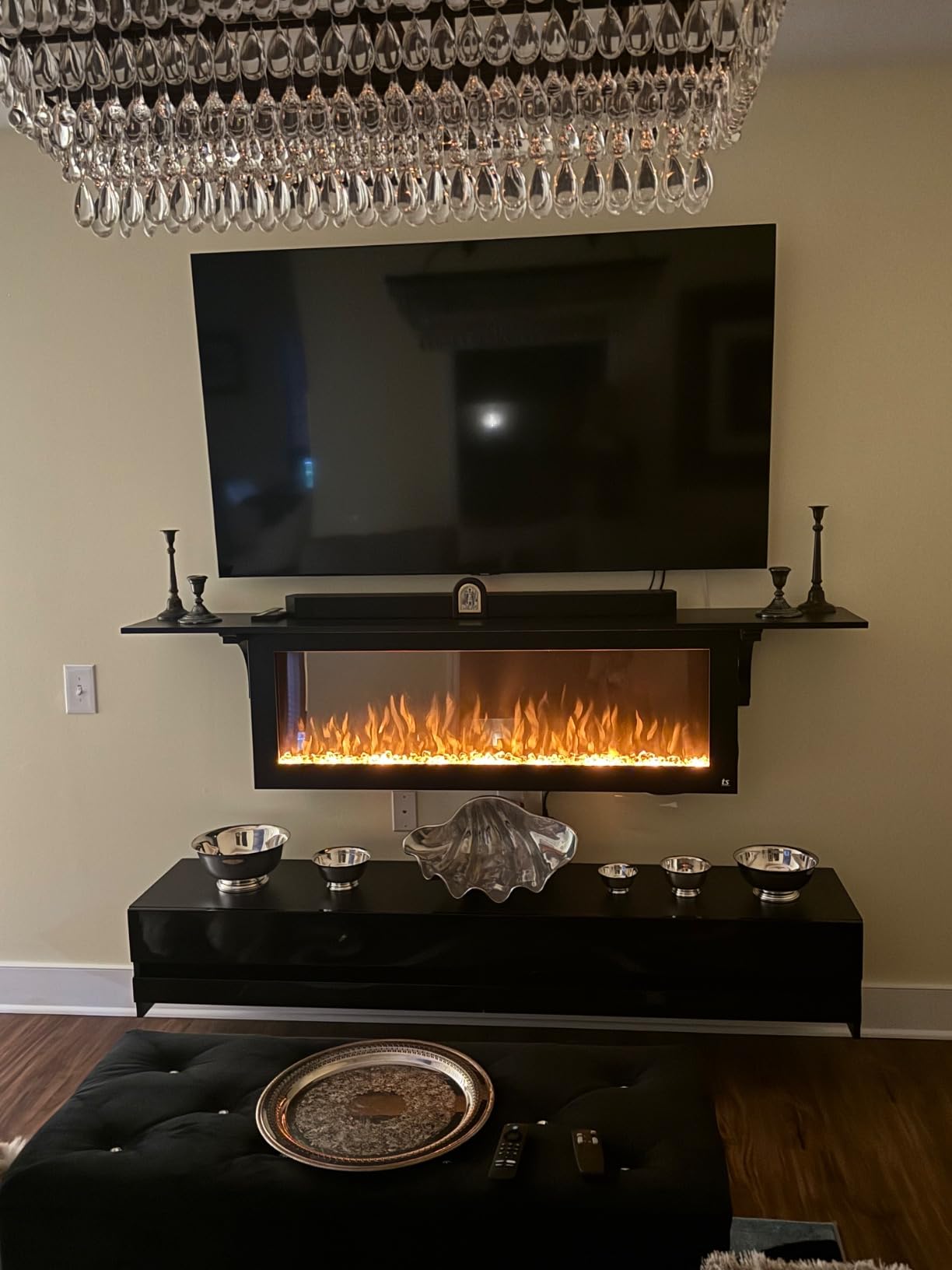 Touchstone Sideline Indoor/Outdoor Decorative Electric Fireplace -No Heat -GFI Plug for Outdoor Use -50