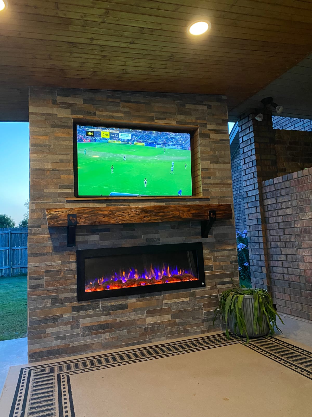 Touchstone Sideline Indoor/Outdoor Decorative Electric Fireplace -No Heat -GFI Plug for Outdoor Use -50