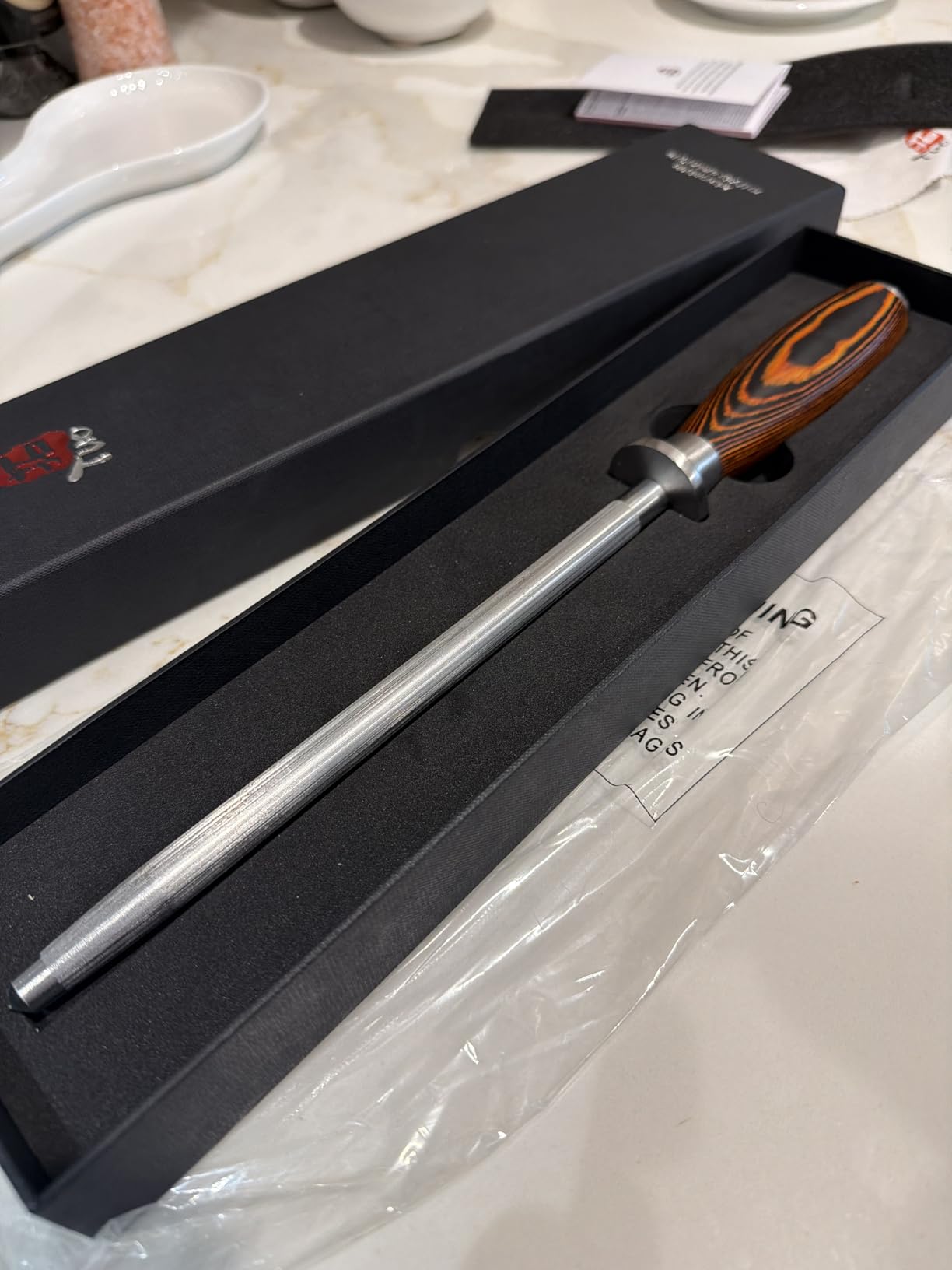 TUO Honing Rod, Sharpening Steel with Larger Diameter for Kitchen Knife Daily Honing Maintenance, High Carbon Steel 8
