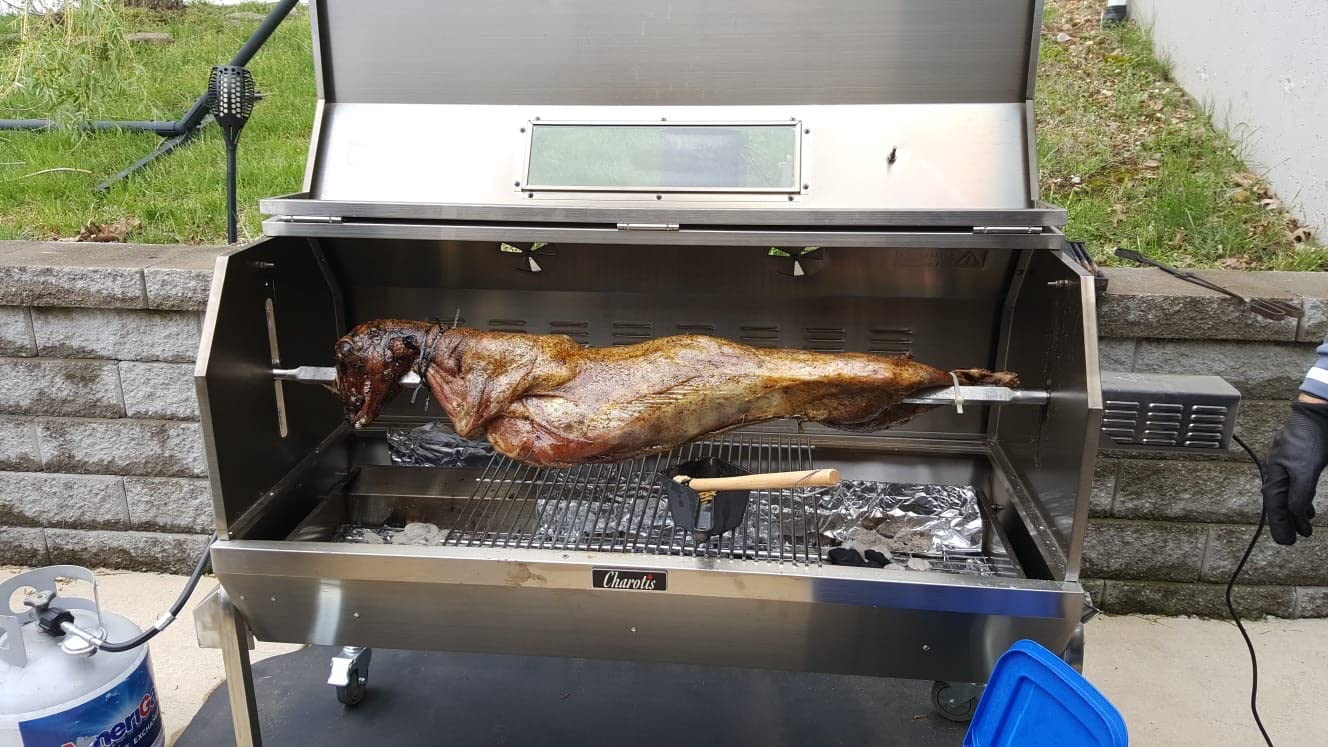 52 Inch Rotisserie Spit Roaster for Whole Pig, Lamb, Goat, Propane/Charcoal BBQ Grill, Stainless Steel Roasting Machine- 50W Motor 200 lb Torque, Grates, Burners, Drip Pan, Thermometer- SSGC1 customer photo 1