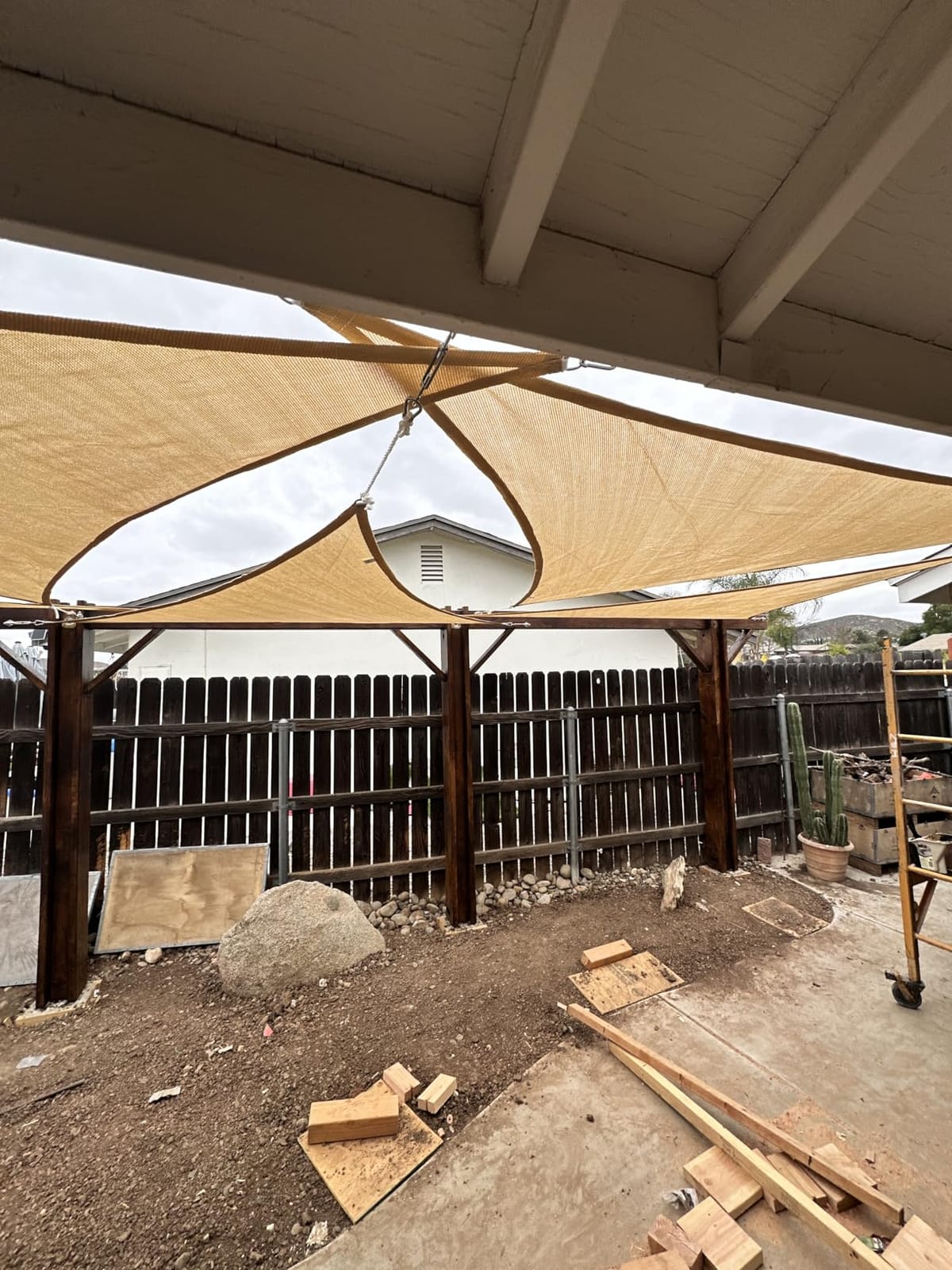 Patio Paradise 20' x 20' x 20' Sun Shade Sail Triangle Canopy Shade Cloth Fabric Sunlight Block Patio Pergola Cover HDPE Deck Awning for Outdoor Backyard Roof Shading, Blue customer photo 2
