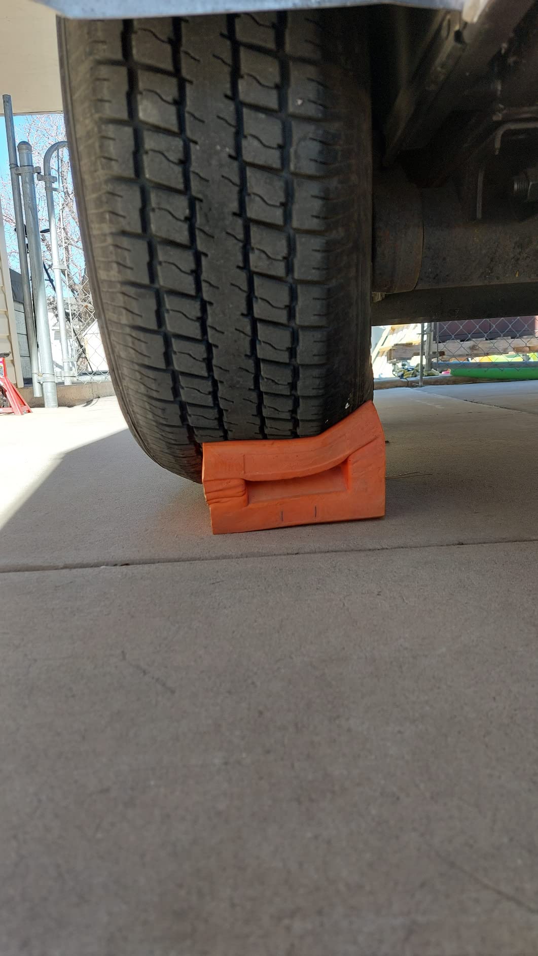 SECURITYMAN Heavy Duty Wheel Chocks (2 Pack) - Durable, Non-Slip, Solid Rubber Wheel Chocks for Boat Trailers, RV, Truck, Camper - Perfect on All Surfaces and in All Weather - Orange… customer photo 1