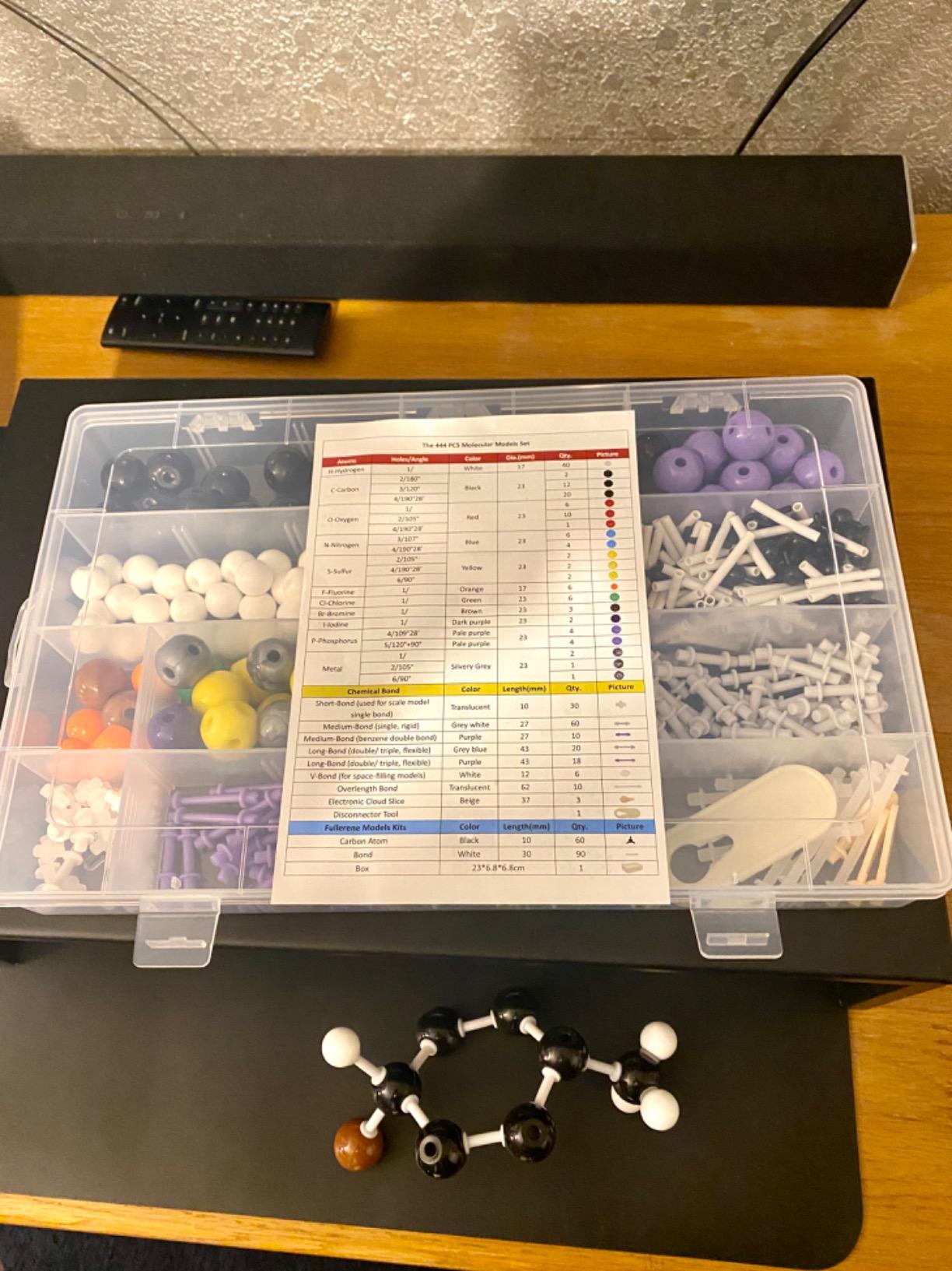 RELIANCER Molecular Model Kit,444PCS Organic Molecular Chemistry Set w/C60,Atoms,Bonds,Molecular Structures Building Kit for Chemistry Learning,STEM Science Kits for Teachers,Students,Young Scientists customer photo 2