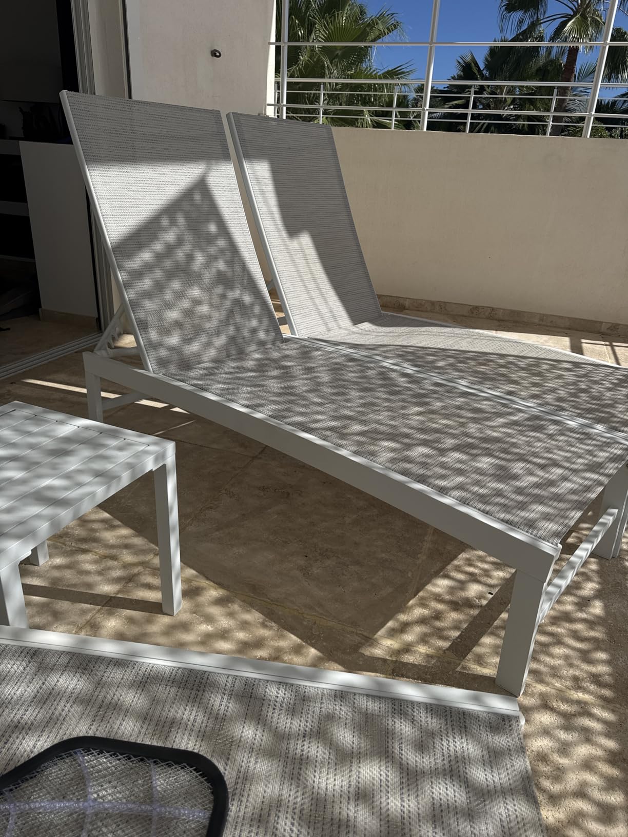 Crestlive Products Outdoor Lounge Chairs, Metal Pool Chaise Lounge Chairs, Adjustable Five-Position Tanning Recliner, All Weather for Patio, Beach, Yard, Pool (1PC Beige) customer photo 1