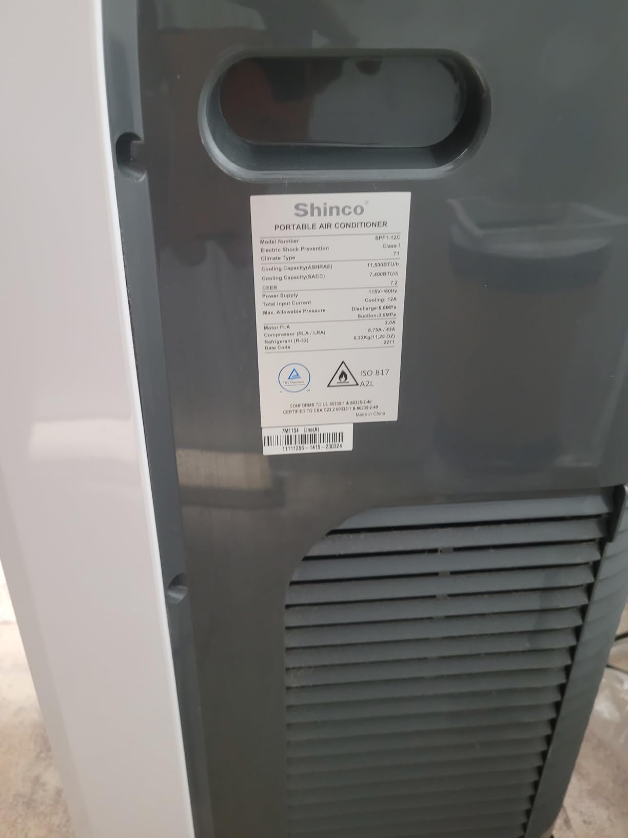 Shinco 12,000 BTU(7,500 BTU SACC) Portable Air Conditioner, Portable AC Unit with Built-in Cool, Dehumidifier&Fan Modes for Room up to 450 sq.ft, with Remote Control, 24 Hour Timer, Installation Kit customer photo 1