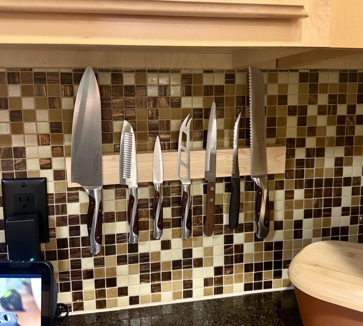 Premium Dark Walnut Wood Magnetic Knife Holder for Wall | 16 Inch | Upgraded Version | Professional Wooden Magnetic Knife Strip - Space-Saving Knife Rack/Knife Bar With Powerful Magnetic Pull Force customer photo 1