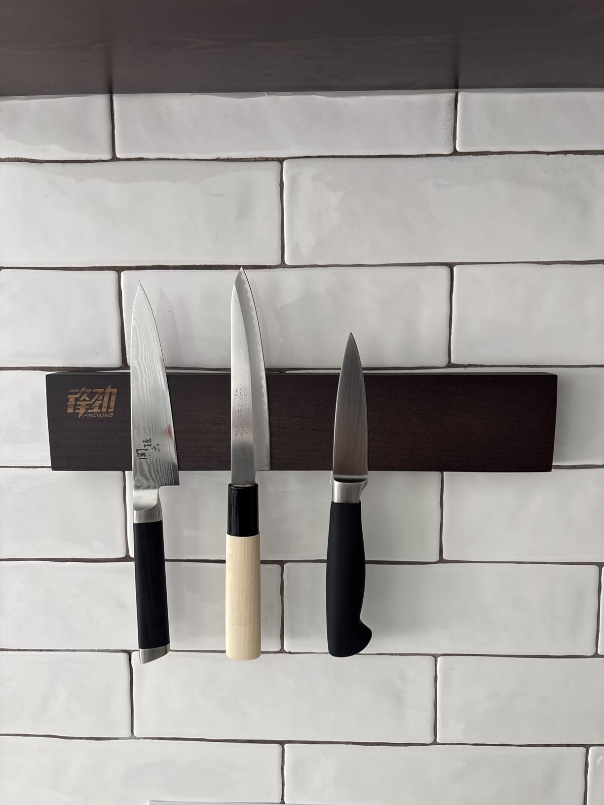 FINDKING Ash Wood Magnetic Knife Strip, Wall Mounted Wooden Knife Holder with Strong Magnets for Kitchen Organization, 16 Inch Dark Brown, Without Knives customer photo 1