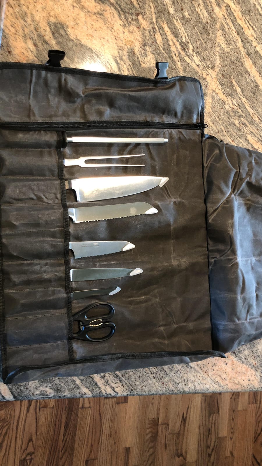 Asaya Waxed Canvas Chef Knife Roll Bag with 10 Slots and a Zipper Pocket - Professional Chef Knife Bag & Storage Case, with Shoulder Strap - Knives Not Included (Brown) customer photo 1