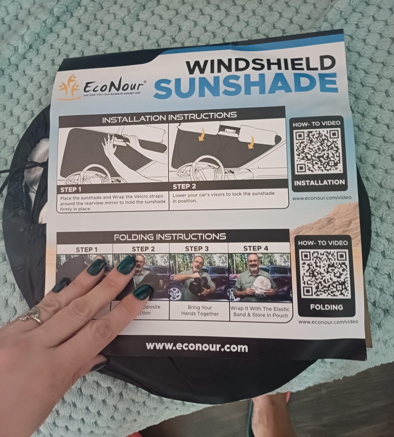 EcoNour Car Front Windshield Sun Shade, Foldable Window Shade for SUVs customer photo 2