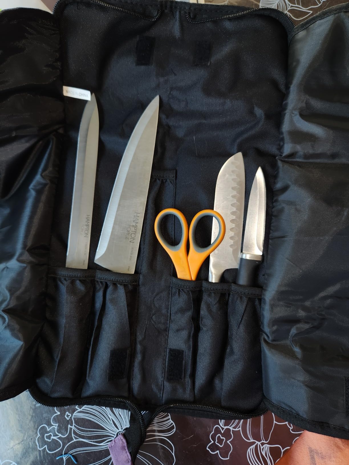 Asaya Chef Knife Roll Bag - 12-Pocket Chefs Case for Kitchen Knives and Utensils, Lightweight Stain-Resistant Waxed Nylon Chef Knife Bag - Knives Not Included (Red) customer photo 2