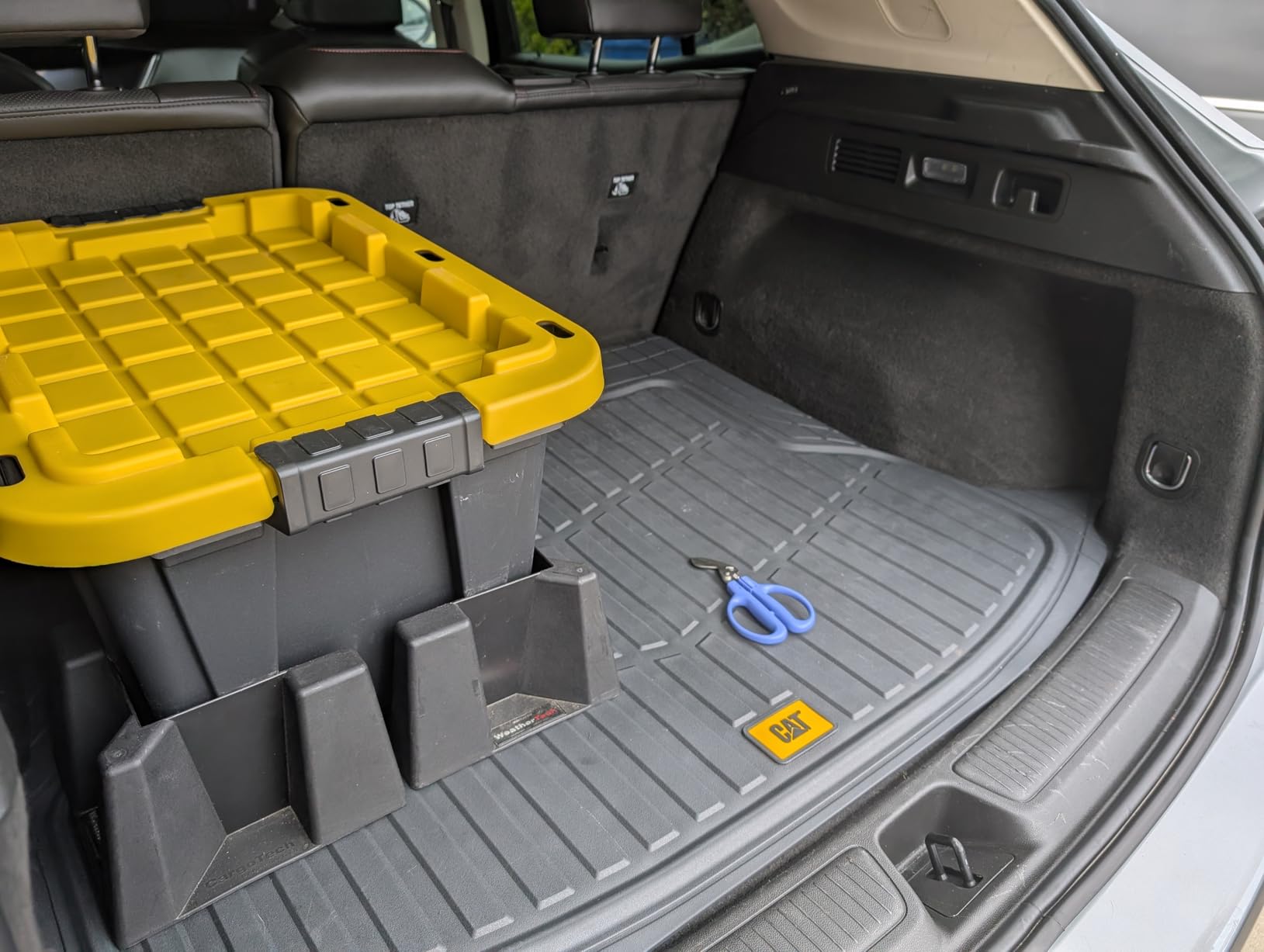 Cat® ToughRide Heavy Duty Automotive Rubber Cargo Liner Trunk Floor Mat, Odorless All Weather Protection, Trimmable to Fit Most Vehicles Car Truck Van SUV, Black, 53