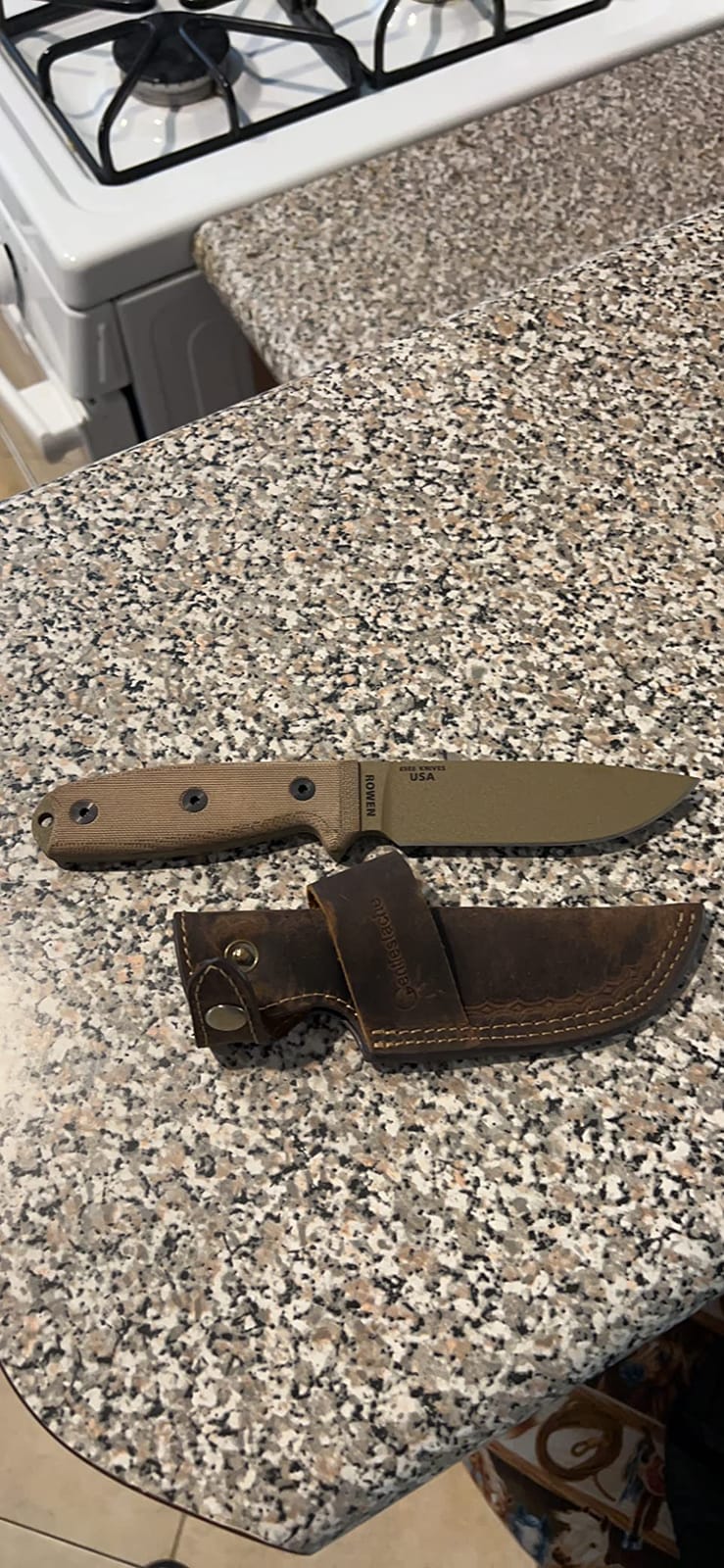 Gentlestache Horizontal Knife Sheath for belt EDC Compact Draw Knife Holster Dark Brown customer photo 1