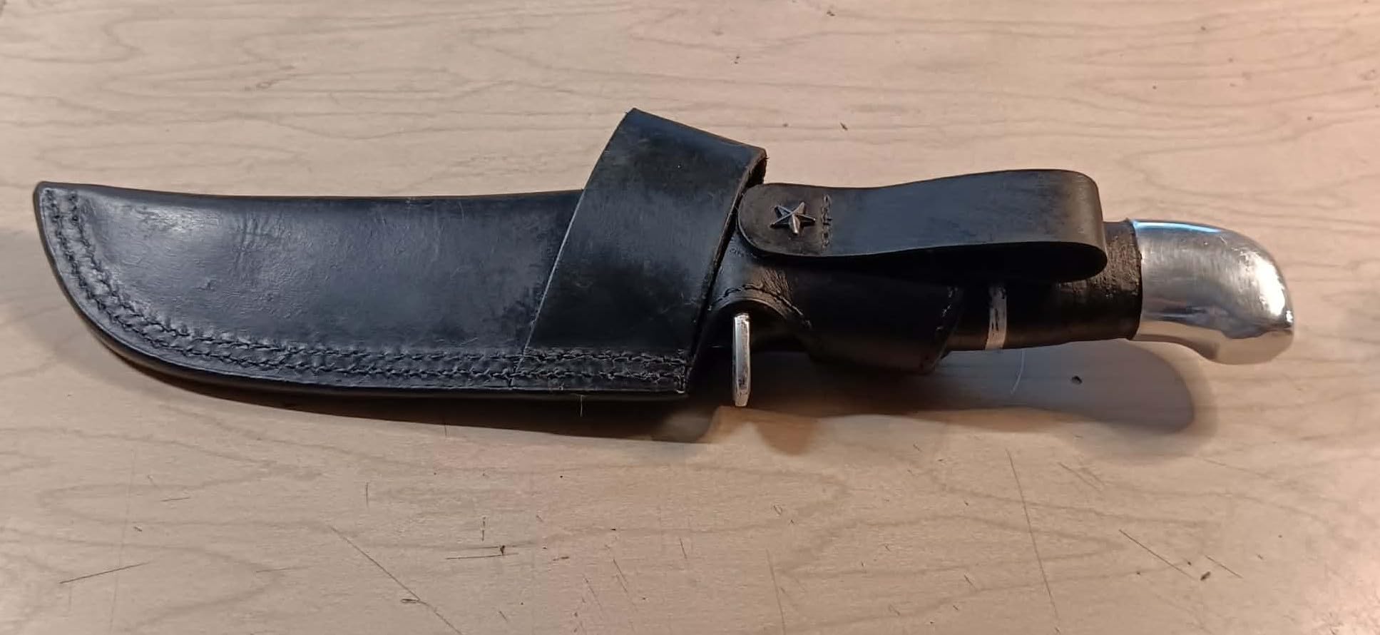 Gentlestache Horizontal Knife Sheath for belt EDC Compact Draw Knife Holster Dark Brown customer photo 2