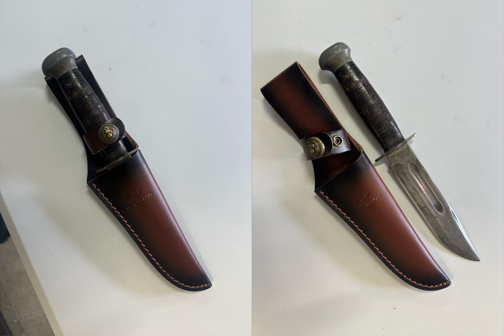 Straight Knife Sheath Fits up to 6.5'' Blade,Hunting Knife Sheath Fixed Blade Sheath Leather Sheaths Knife Holster Leather Sheath Brown customer photo 1