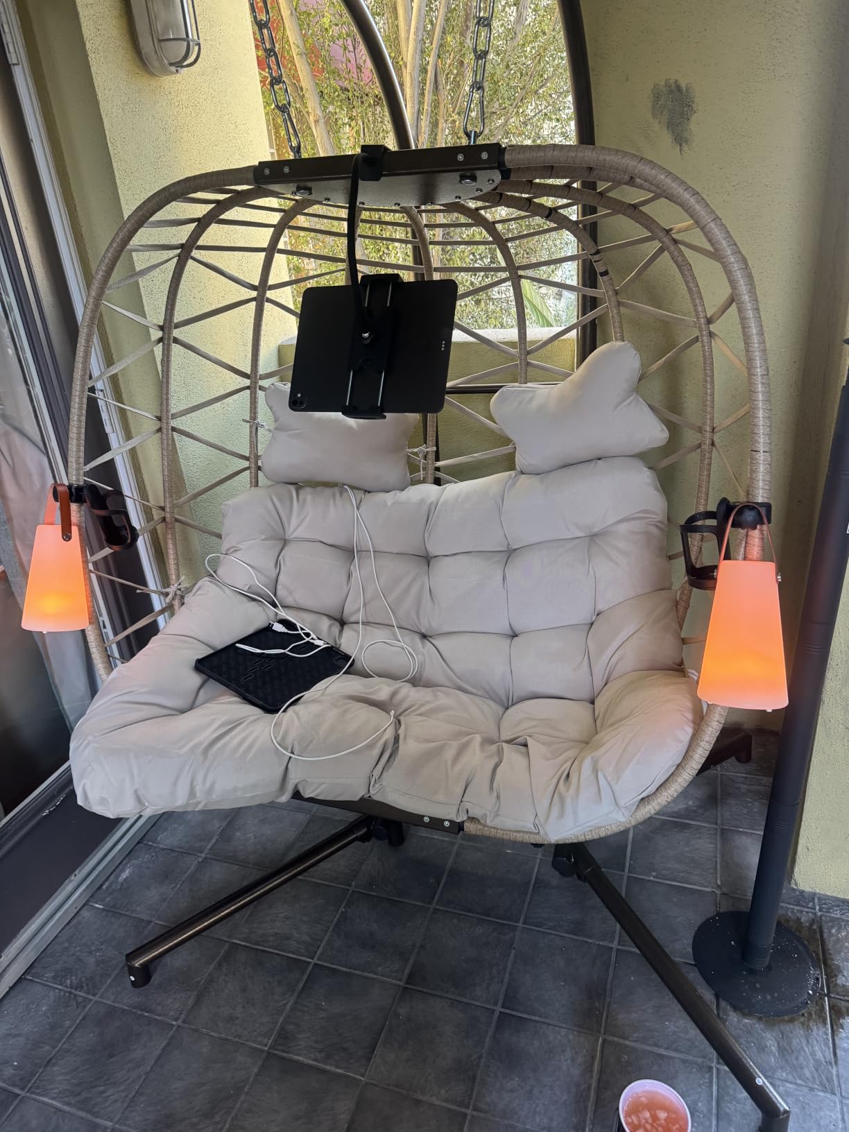 RADIATA Egg Chair Outdoor with Stand, PE Wicker Hanging Swing Egg Chair customer photo 1