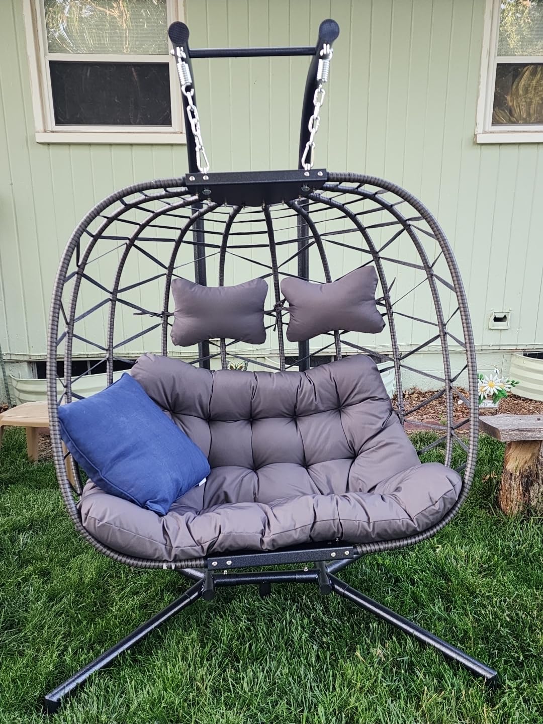 RADIATA Egg Chair Outdoor with Stand, PE Wicker Hanging Swing Egg Chair customer photo 2
