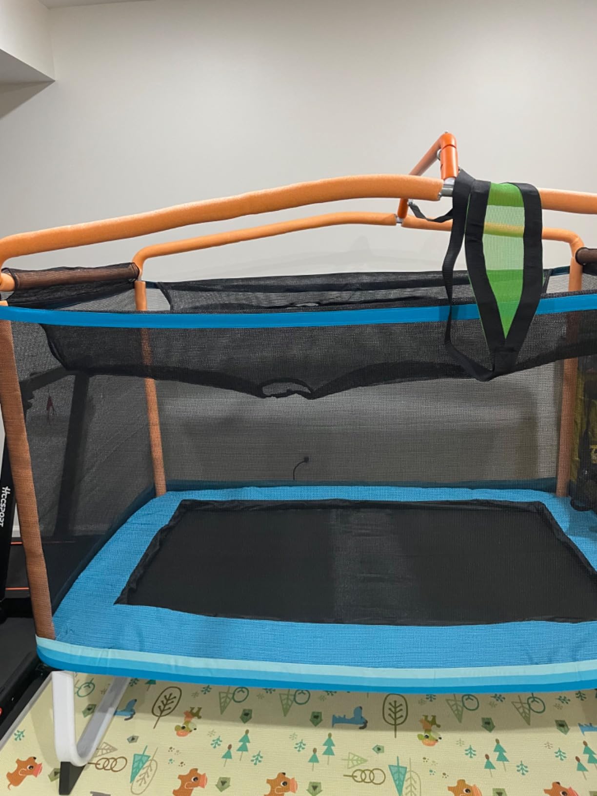 GYMAX Trampoline for Kids, 75” ASTM Approved Recreational Trampolines with Swing, Horizontal Bar & Enclosure Net, Mini Rectangle Trampoline for Baby Toddlers Indoor/Outdoor customer photo 1
