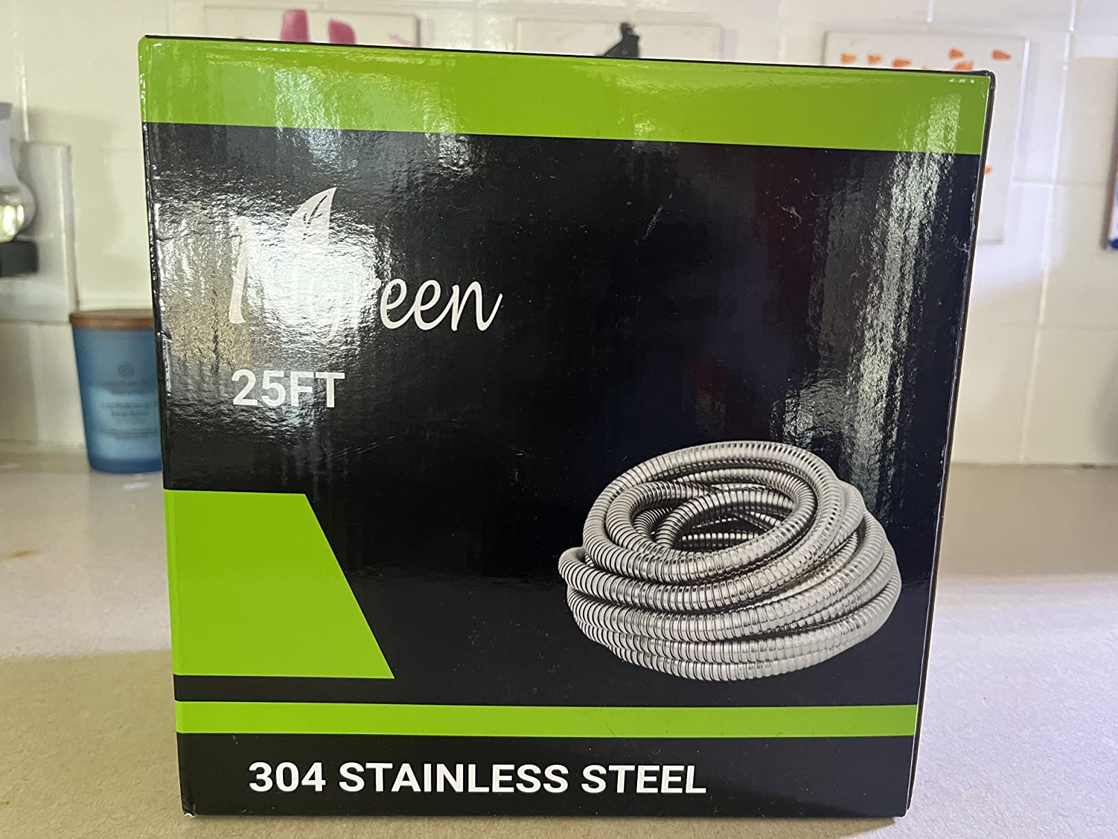 Garden Hose Metal 100FT – Heavy Duty 304 Stainless Steel Water Hose with 8-Pattern Nozzle, Lightweight, Flexible, Puncture Proof, Kink-Free, High Pressure, Solid Metal Fittings for Yard, Outdoors, RV customer photo 1