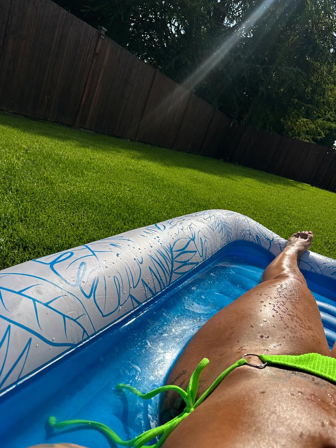 Inflatable Tanning Pool Lounger Float - Jasonwell 4 in 1 Sun Tan Tub Sunbathing Pool Lounge Raft Floatie Toys Water Filled Tanning Bed Mat Pad for Adult Blow Up Kiddie Pools Kids Ball Pit (MG,L) customer photo 2
