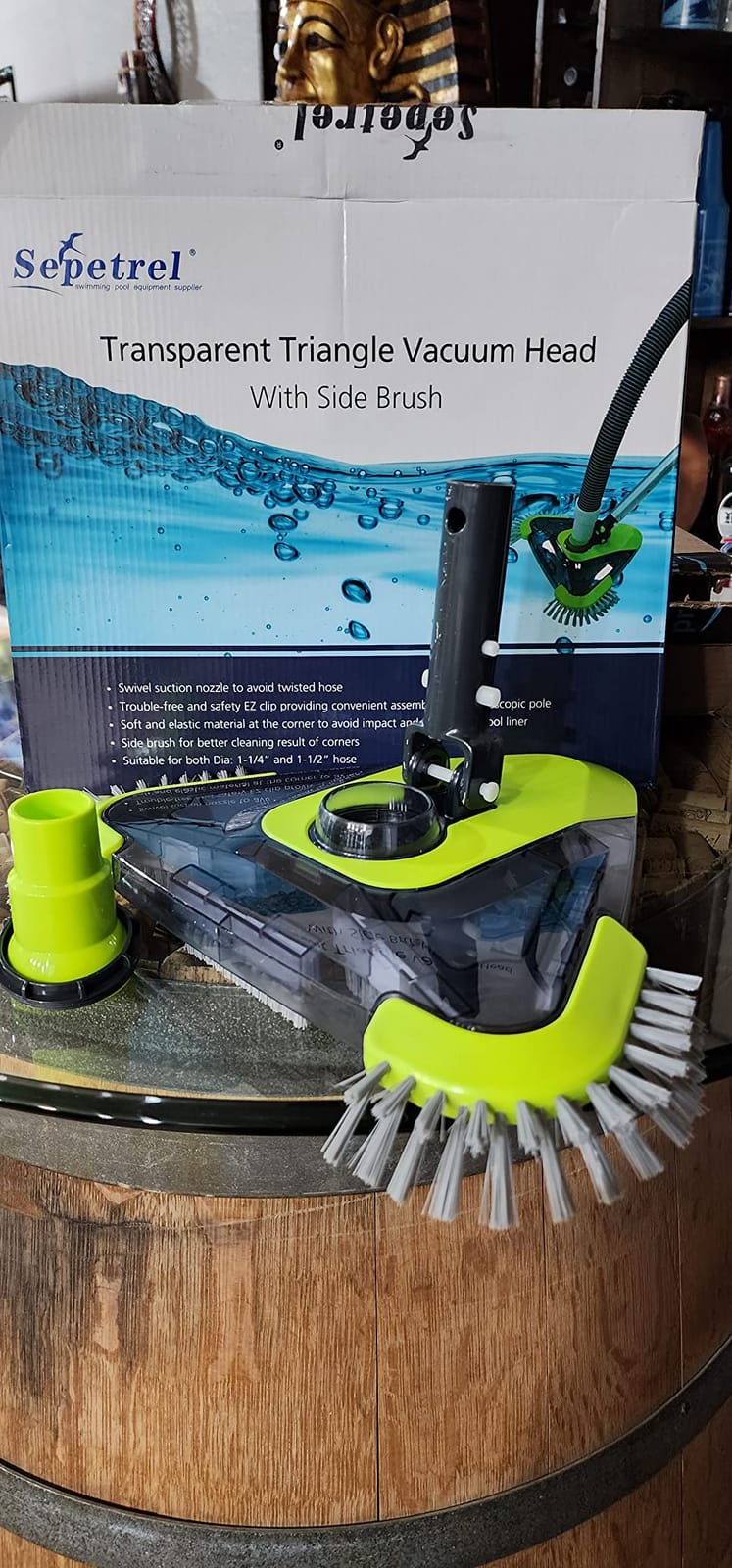 Sepetrel Upgrade Pool Vacuum Head with Side Brush & Universal Rotatable Hose Adapter,Weighted Triangular Shape(Safe for Vinyl Liner Pool) customer photo 2