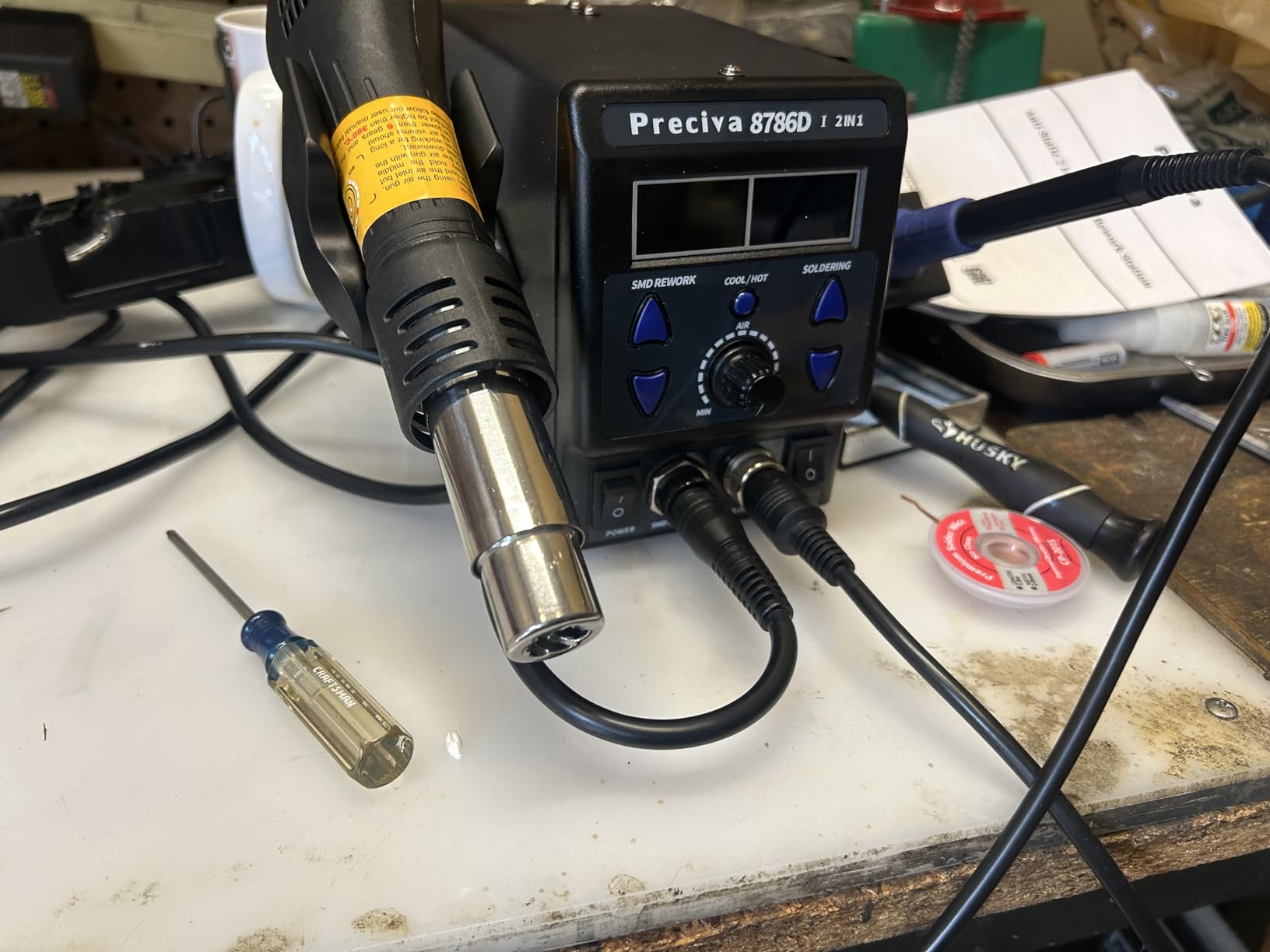 Preciva 926 III 130W MAX Digital Soldering Station with Auto Sleep & Calibration | Complete Kit Includes 5 Tips, Helping Hands, Solder Wire, Solder Wick | °C/ºF Display customer photo 2