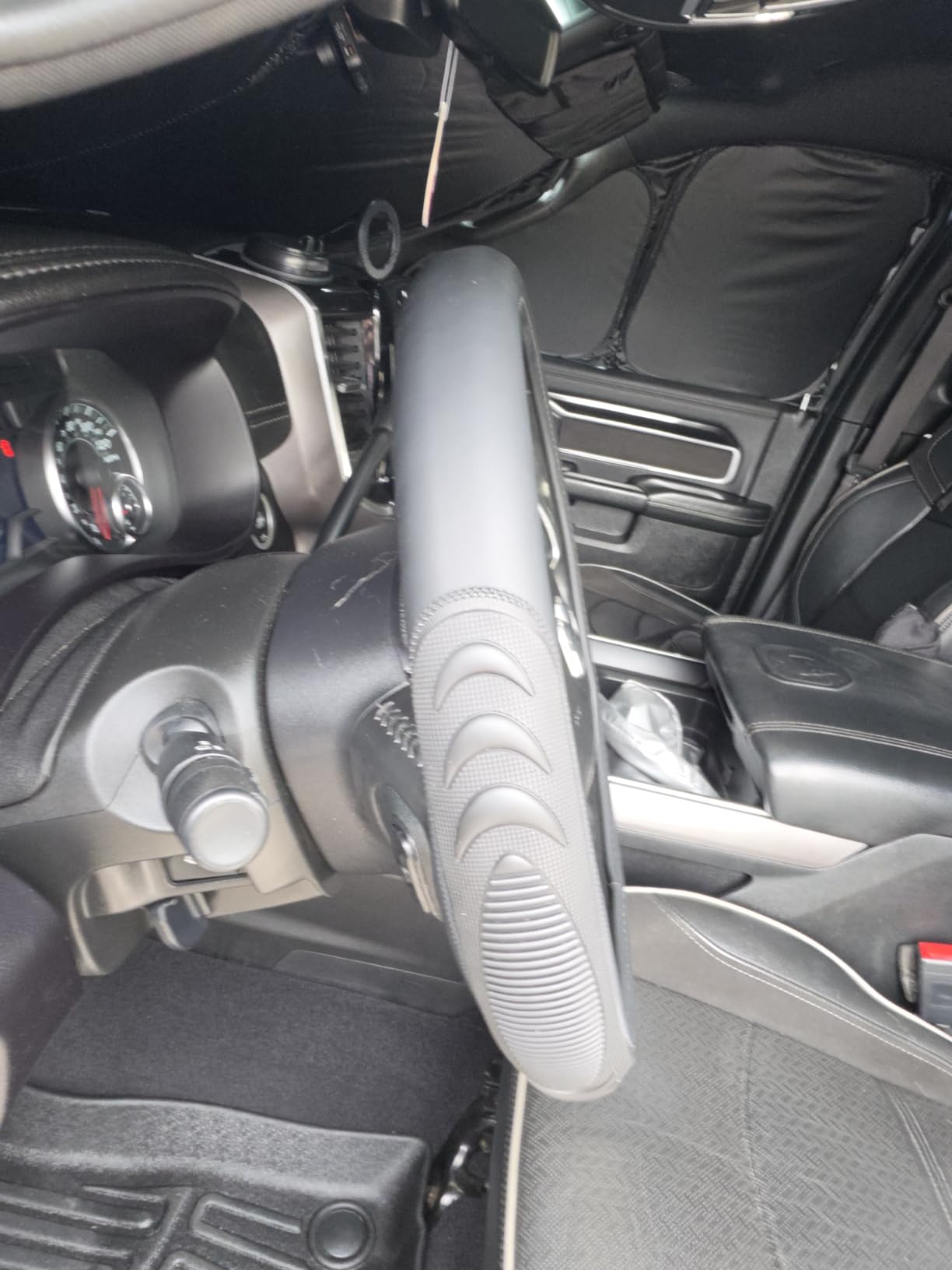 Yangday Leather Steering Wheel Cover for Dodge Ram 1500 2500 3500, 15.5-16 Inches Car Steering Wheel Cover with Anti-Slip Massage Particle (Black) customer photo 1