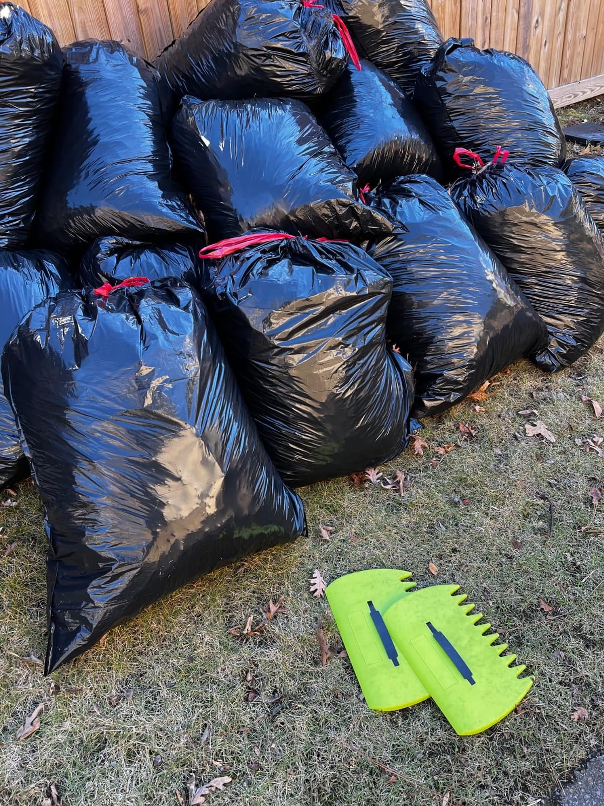 2 Sets Leaf Scoops Hand Rakes, Leaf Scoops and Claws with 2 Pairs Gloves, Lightweight Plastic Leaf Scoop, Large Leaf Grabbers for Picking Up Leaves, Clippings, Grass(2 Sets,Yellow+Green) customer photo 2