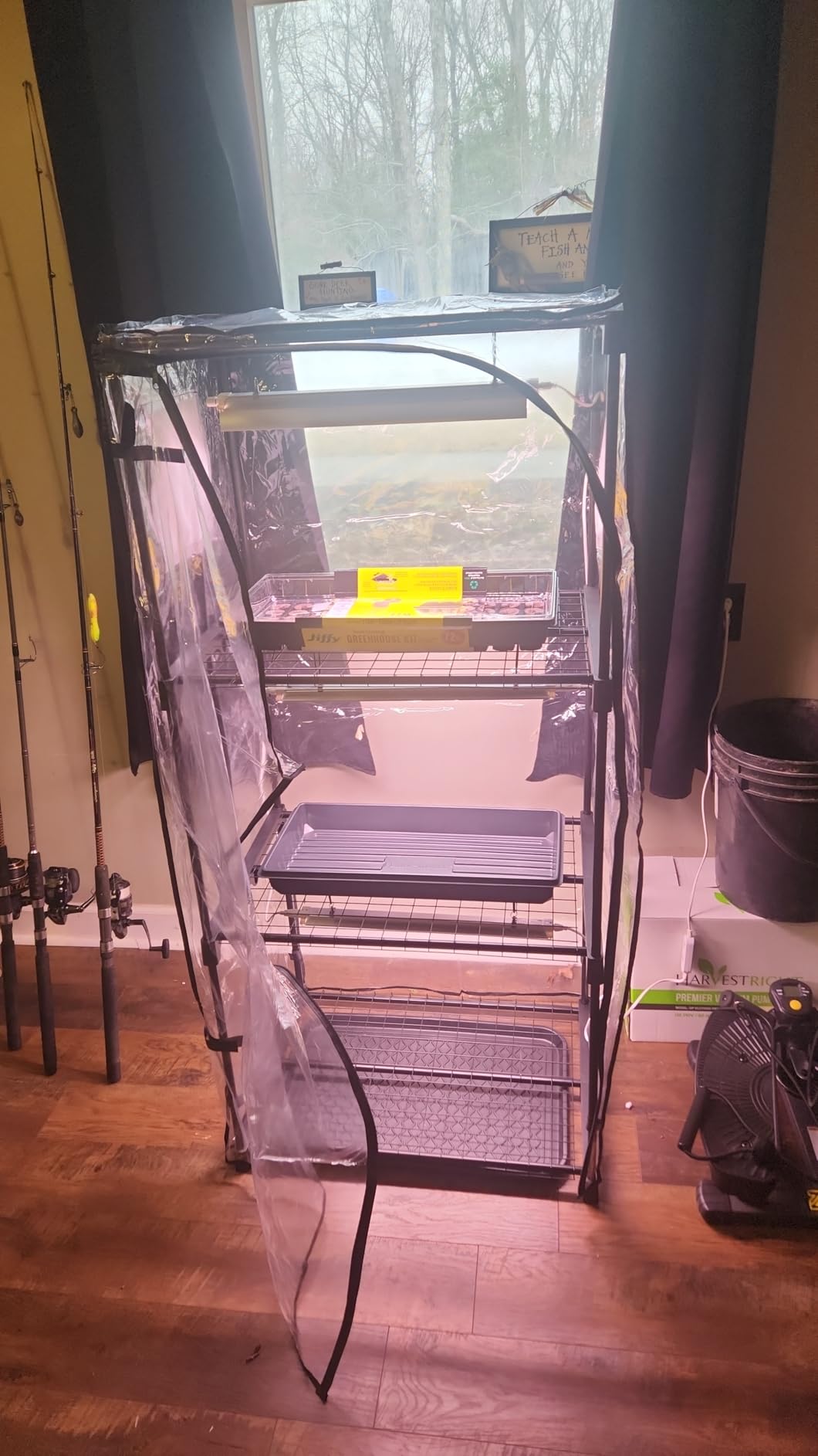 Indoor Greenhouse with Grow Light, 4-Tier Shelf, 26.4x19x61in customer photo 2