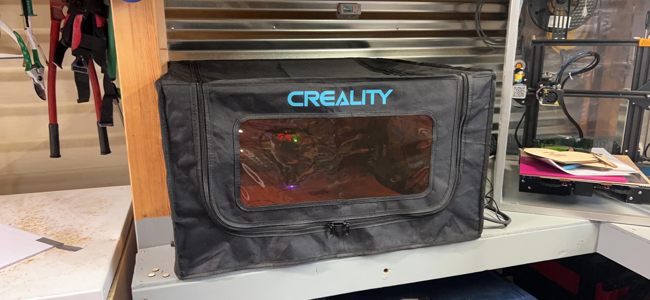 Creality Laser Engraver Cover V2.0 Fireproof and Dustproof Protective Enclosure with Exhaust Fan 4000RPM Pipe for Most Laser Cutter, Insulates Against Smoke, Odor and Noise Eye Protection720x720x400mm customer photo 2