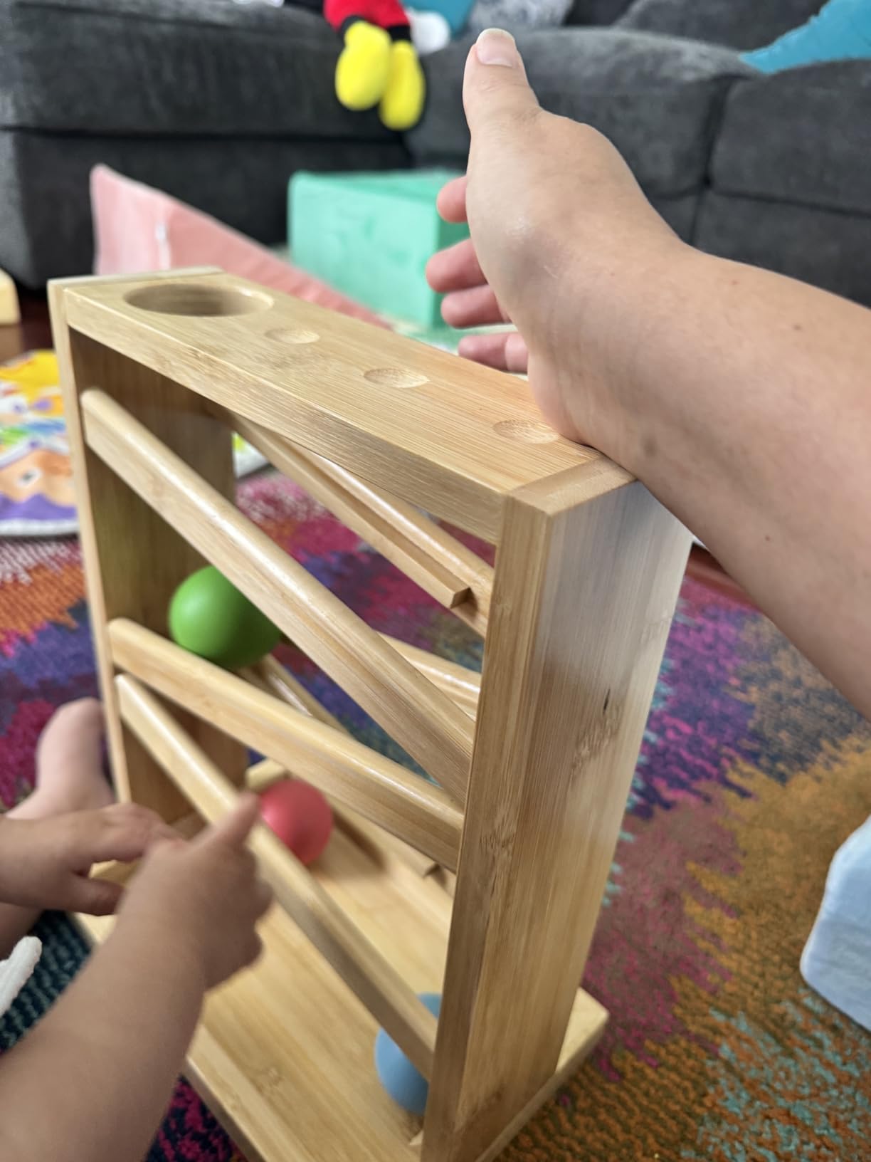 Small Montessori Ball Tracker Wooden Ball Drop - Wood Toys for 3 Year Old - Educational Toy for Kids - Ramp Maze Run Track customer photo 1