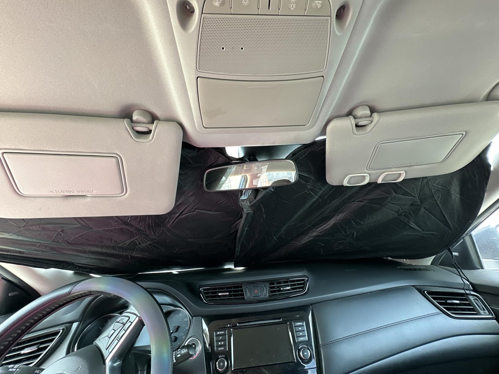 300T Thickened Sunshade for Car Windshield,Windshield Sun Shade for Blocking 99% Sunlight & Heat,Summer Cars Essentials Sun Cover for Car Windshields Fits Small Truck,SUV (XL: 63x33 inch) customer photo 1