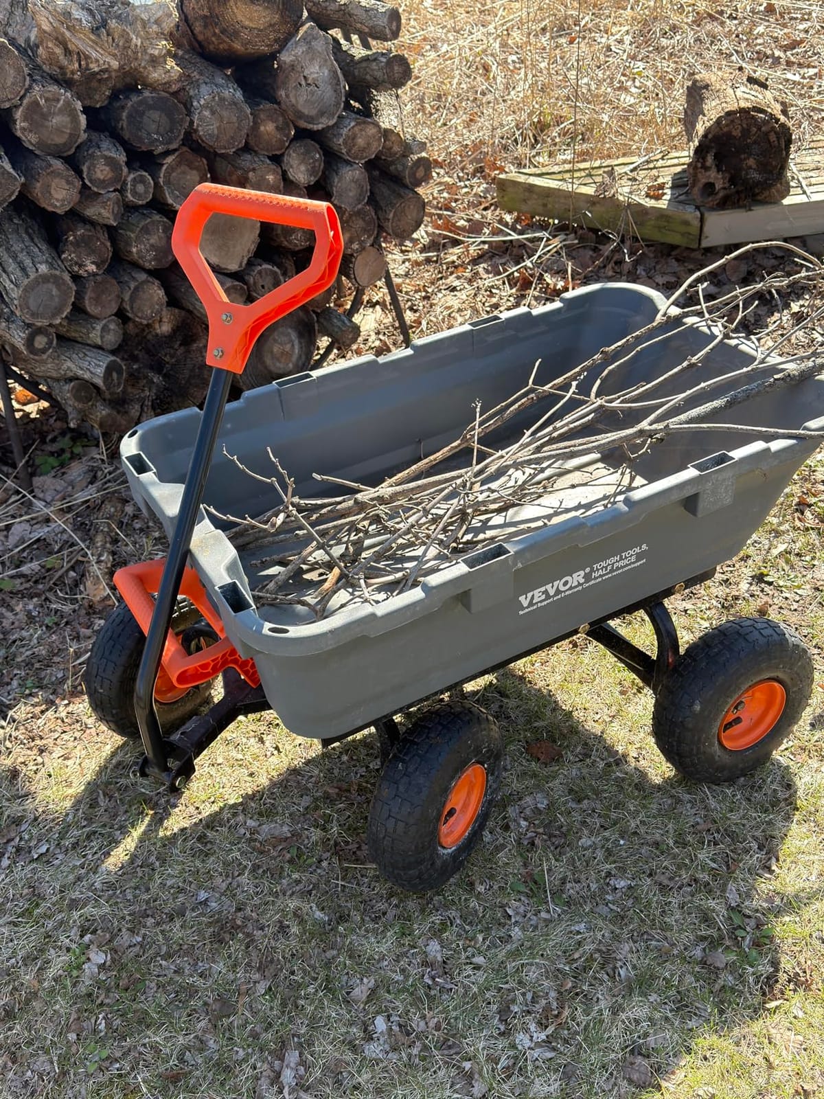 VEVOR 800LBS 7 CU.FT Poly Garden Cart Dump Wagon, Heavy Duty 4 Wheel Wheelbarrow with 10